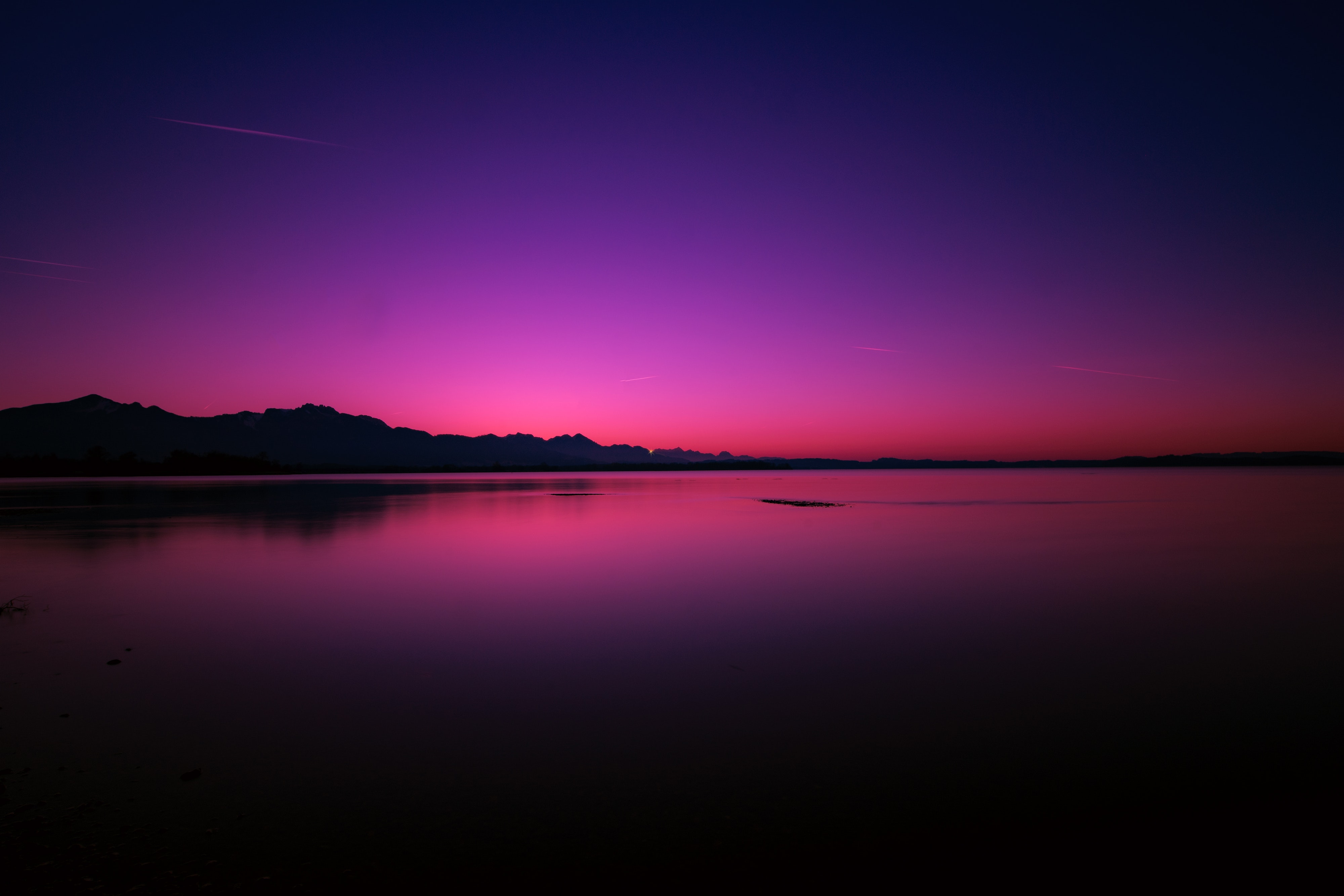 Mobile wallpaper night, sunset, horizon, nature, lake