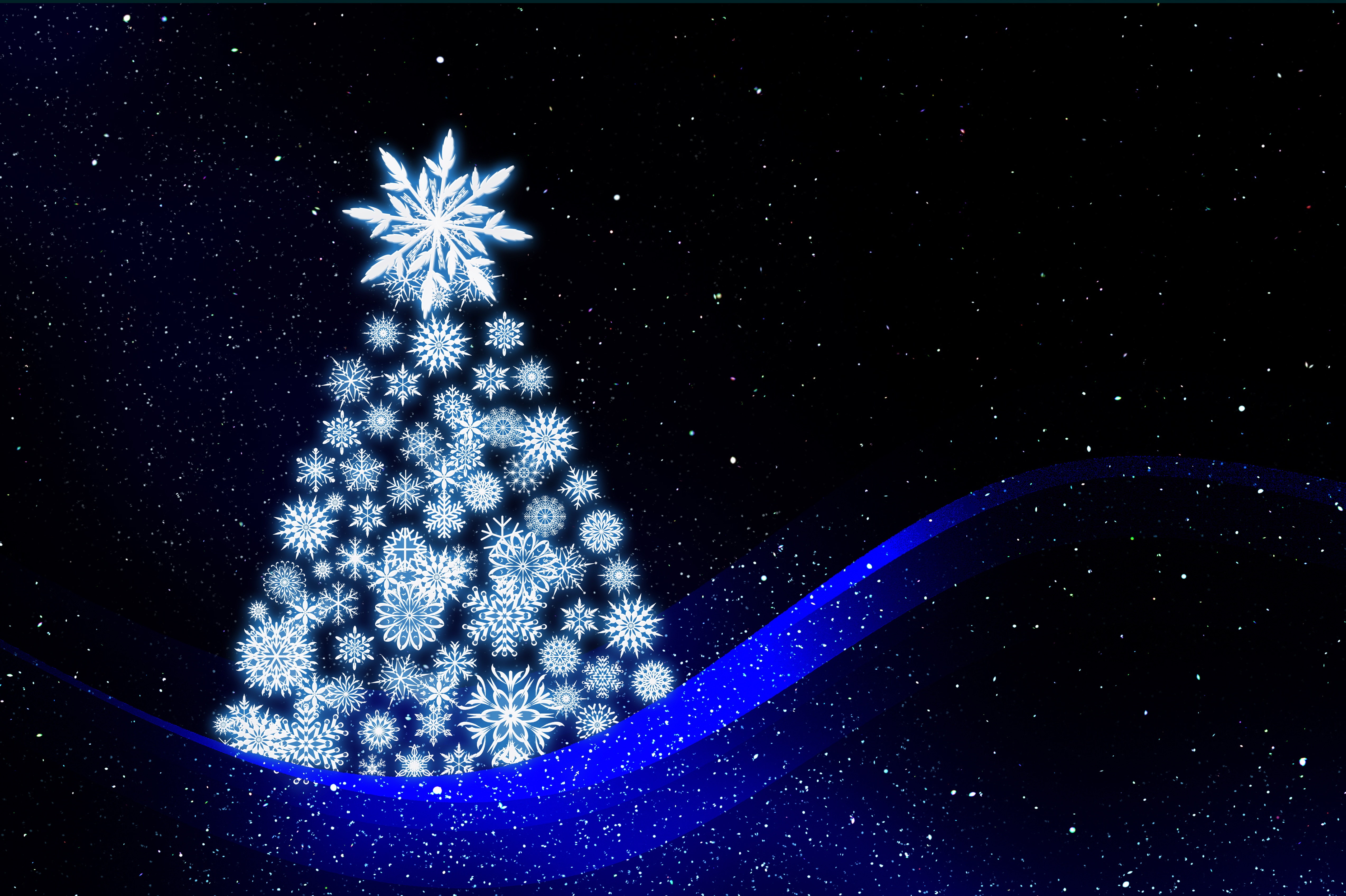 snowflake, holiday, christmas, blue, christmas tree, sparkles, white