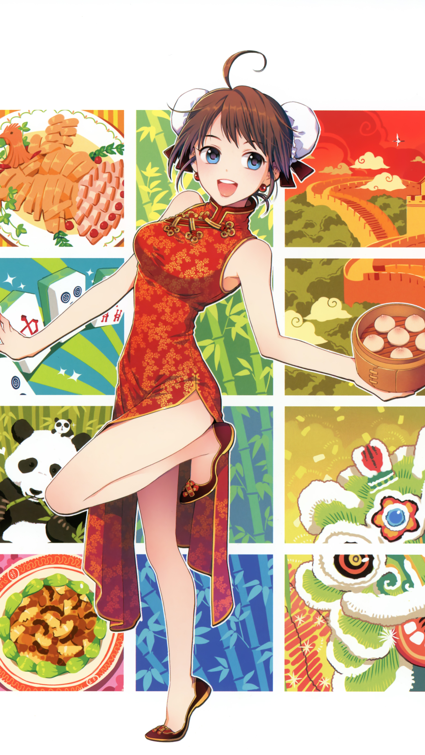 Download mobile wallpaper Anime, Food, Smile, Cute, Original, Short Hair for free.