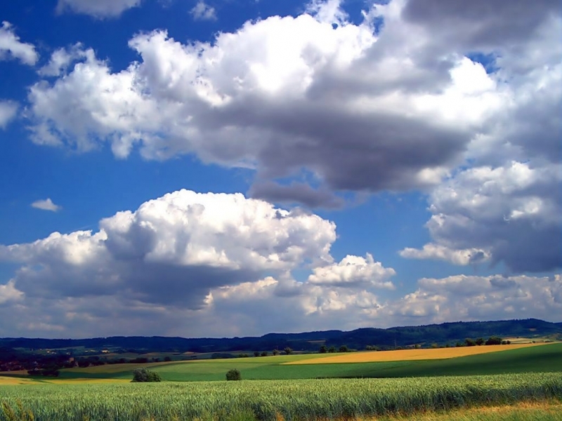 Скачати мобільні шпалери Хмари, Пейзаж, Поля безкоштовно.