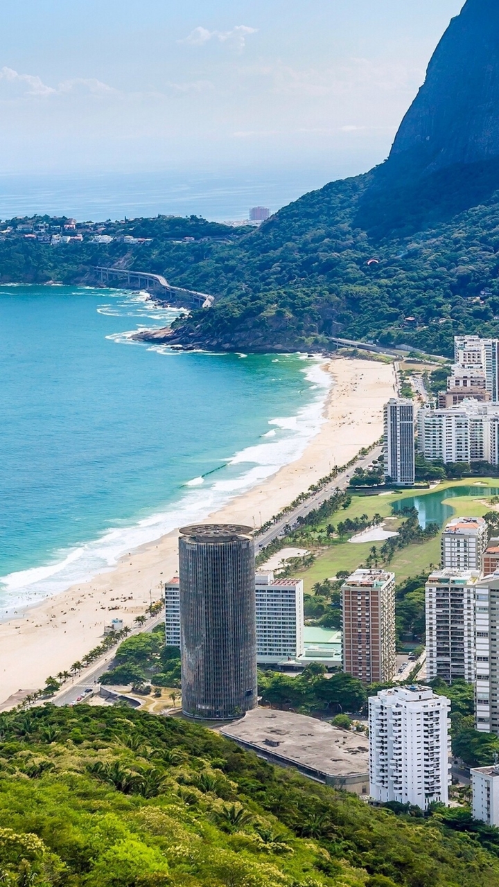 Download mobile wallpaper Cities, Sea, Beach, Coast, Rio De Janeiro, Brazil, Man Made, Seashore for free.