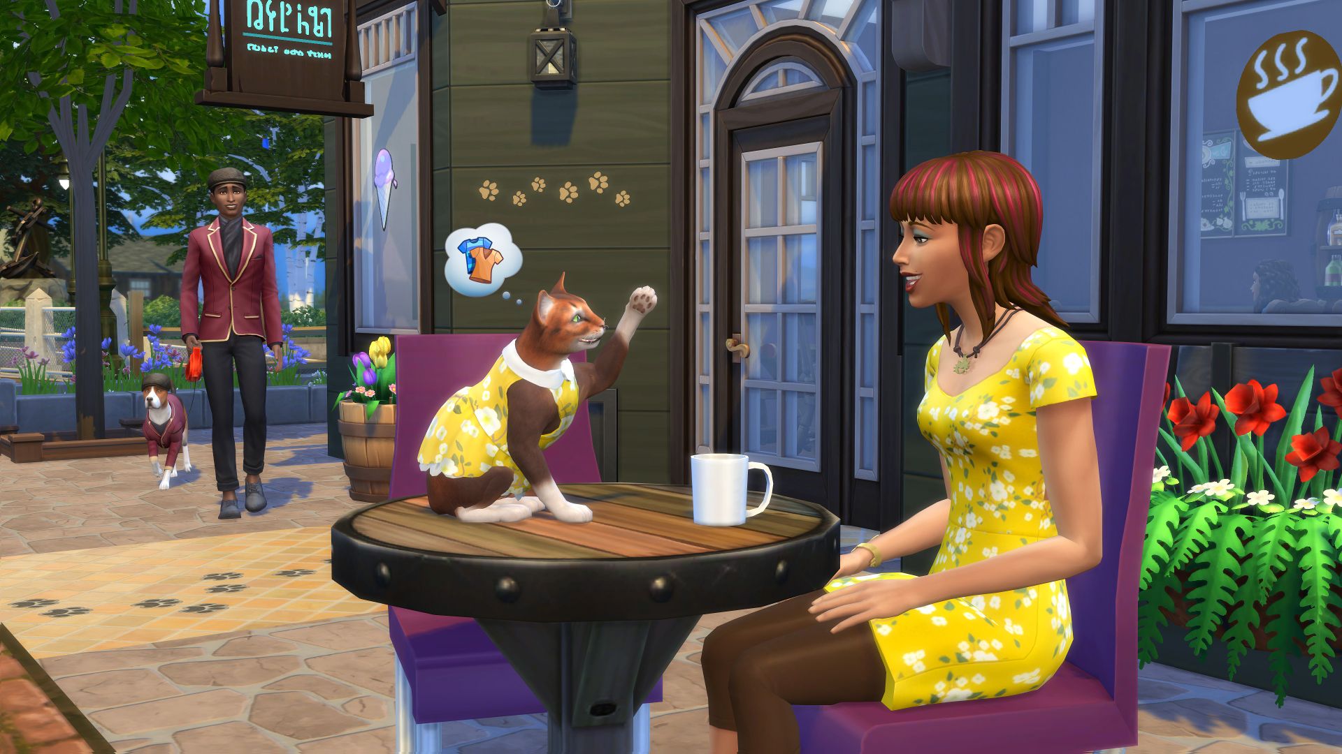 video game, the sims 4, cat, dog, people, the sims