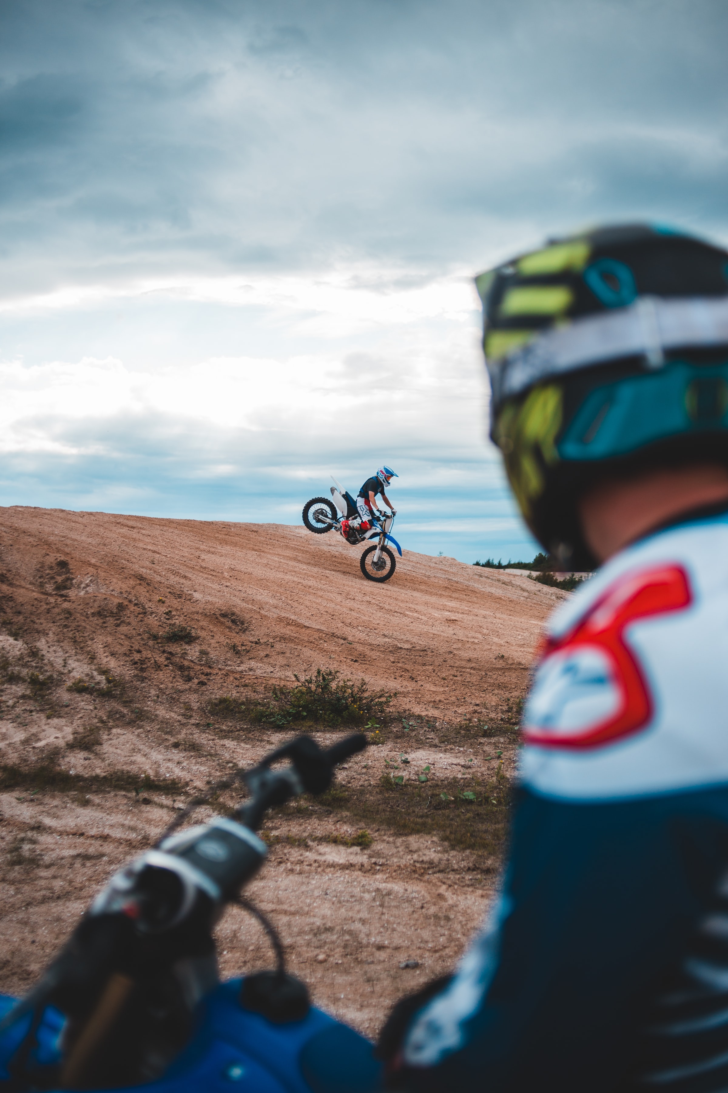 sand, motorcycles, motorcycle, slope, trick, motorcyclists