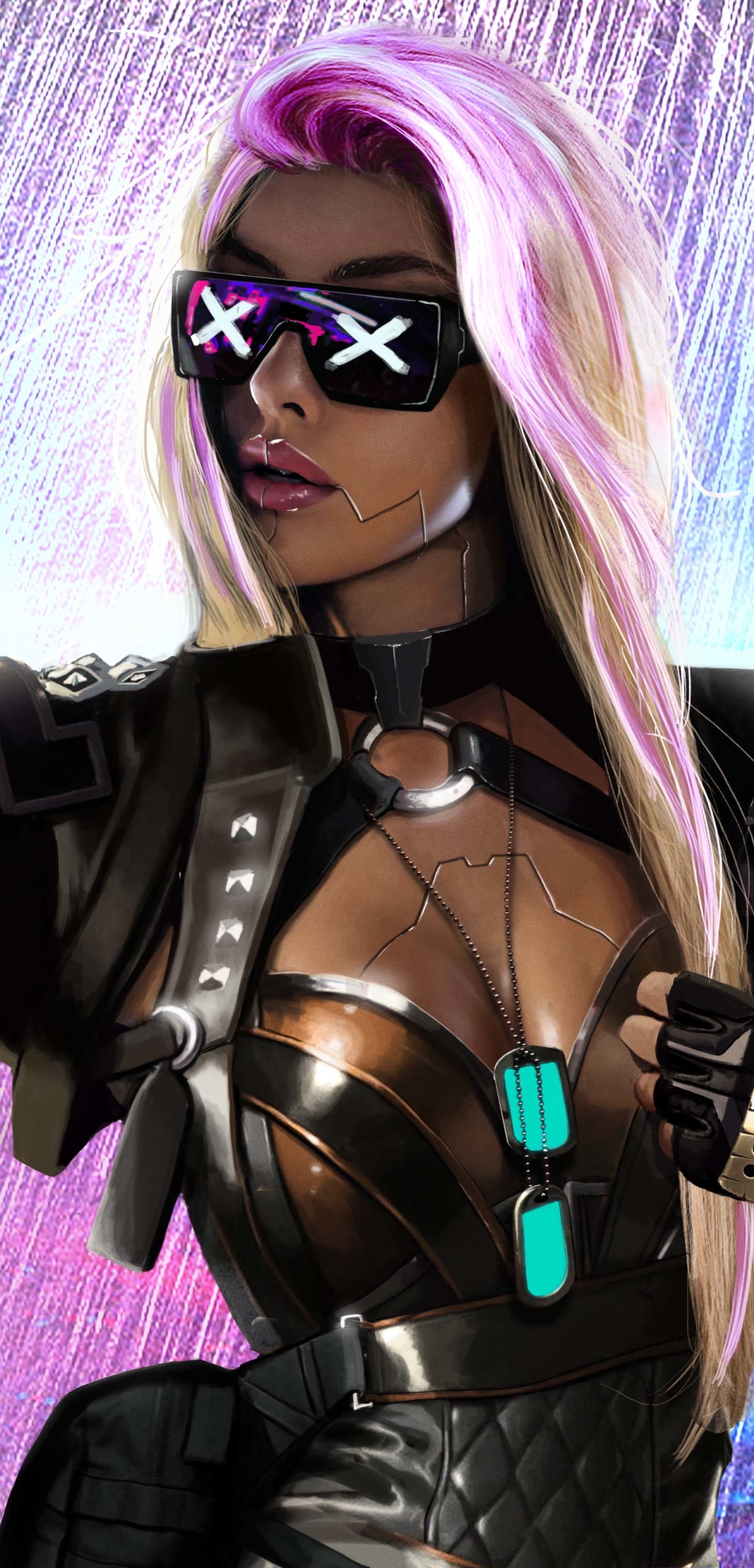 Download mobile wallpaper Cyberpunk, Sci Fi, Blonde, Cyborg, Sunglasses, Woman Warrior for free.