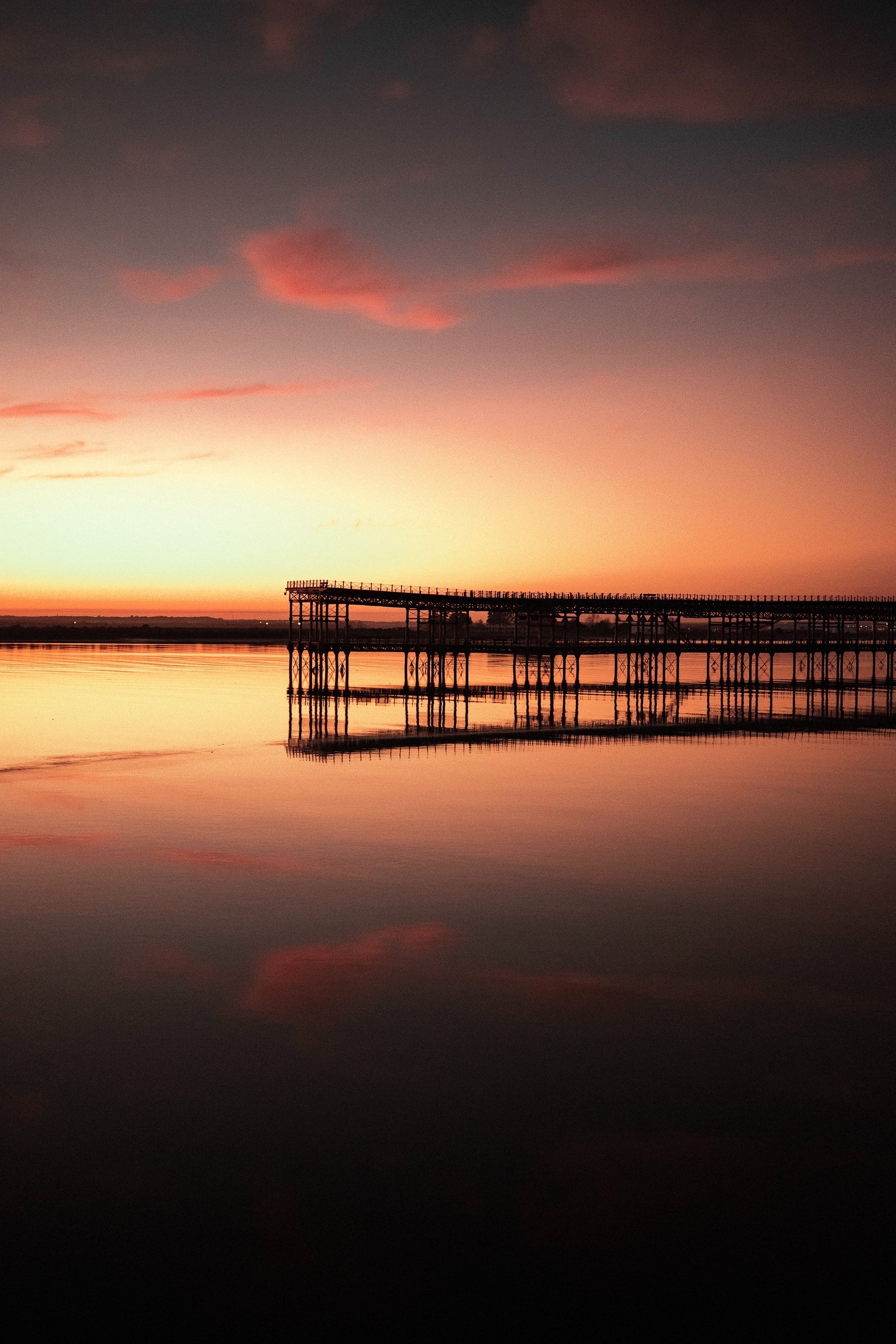 Laden Sie das Horizont, Seebrücke, Natur, Rosa, Pier, Sunset-Bild kostenlos auf Ihren PC-Desktop herunter