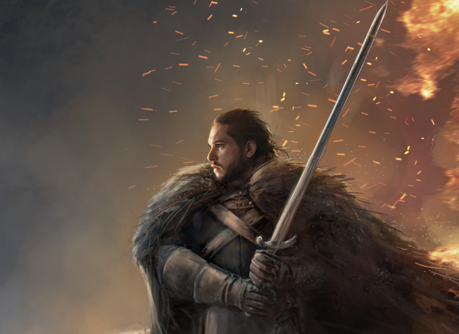 Free download wallpaper Game Of Thrones, Warrior, Sword, Tv Show, Jon Snow on your PC desktop