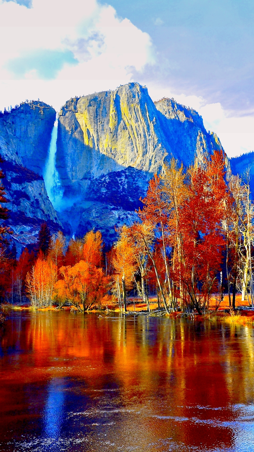 Download mobile wallpaper Mountain, Lake, Tree, Fall, Earth, Pond for free.