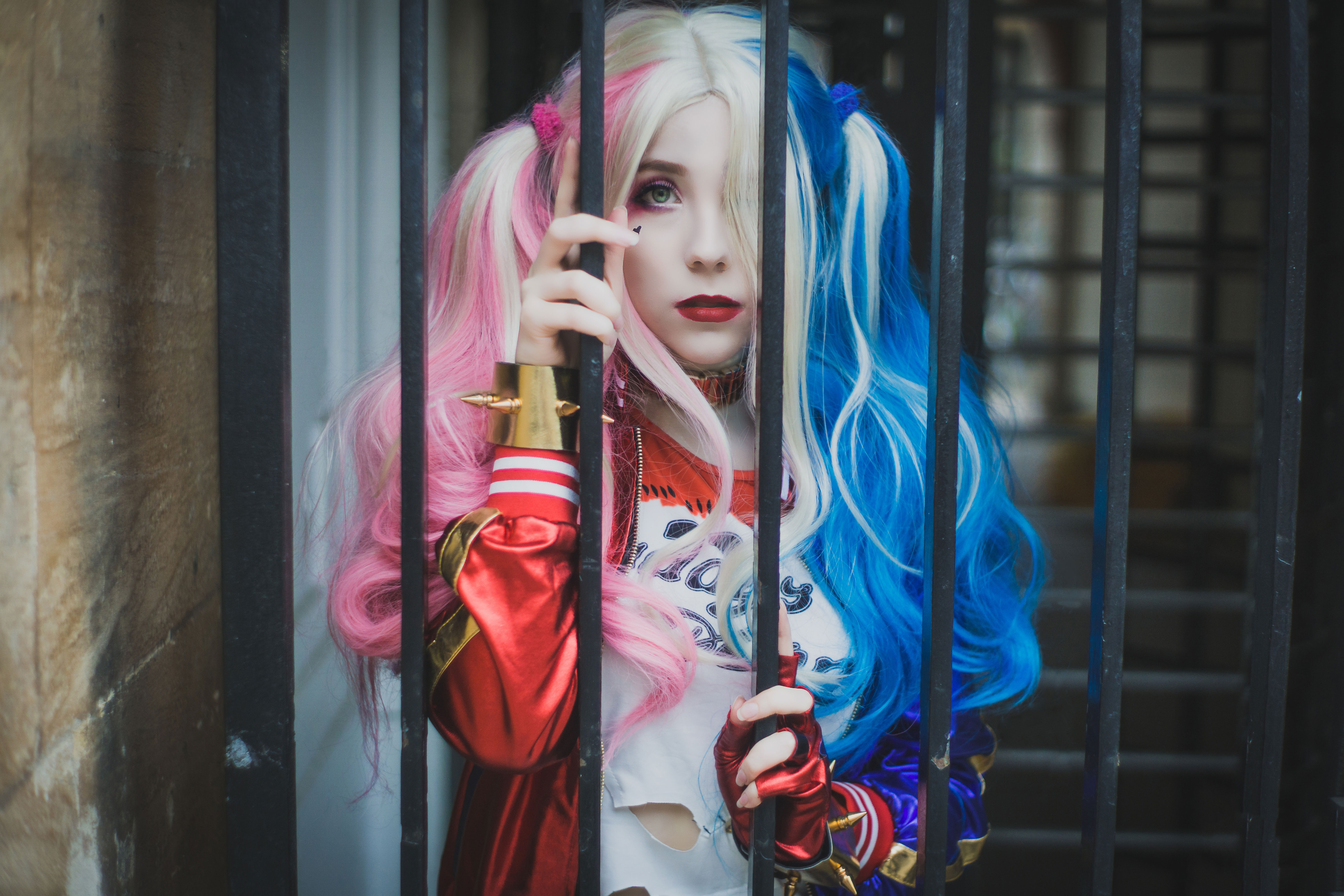 Free download wallpaper Women, Long Hair, Harley Quinn, Dc Comics, Twintails, Lipstick, Cosplay on your PC desktop