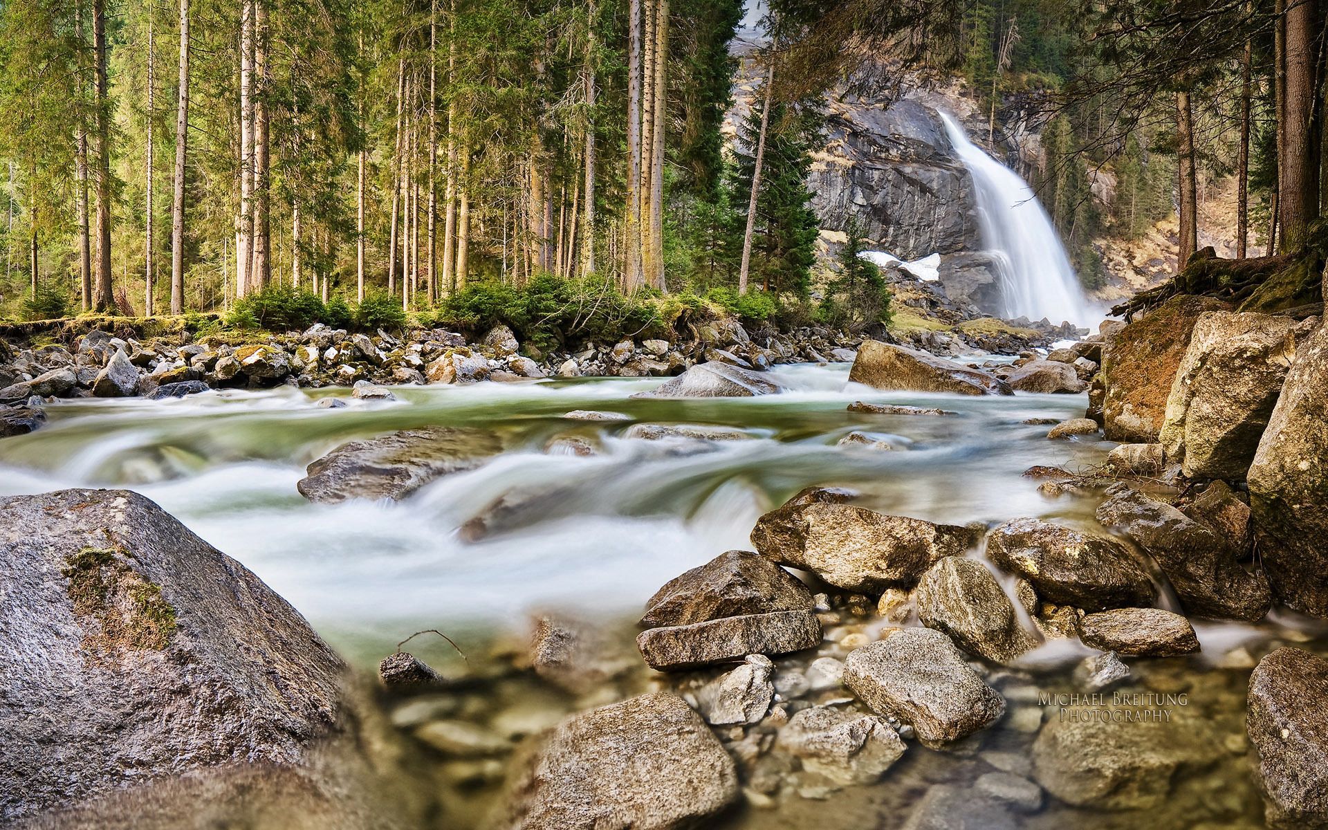 無料モバイル壁紙自然, オーストリア, 森, 森林, 滝をダウンロードします。