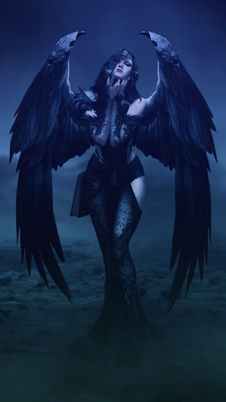 Download mobile wallpaper Gothic, Dark, Wings, Snake, Angel for free.