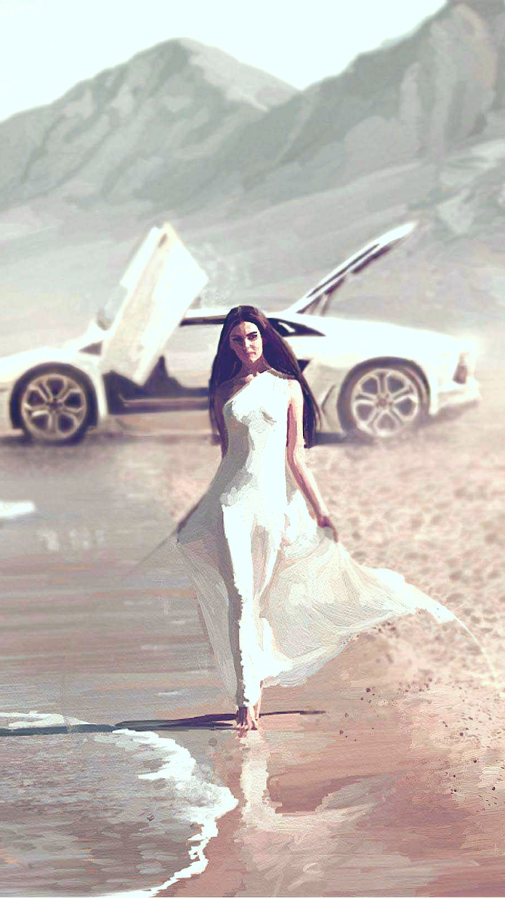 Download mobile wallpaper Lamborghini, Artistic, Dress, Women for free.