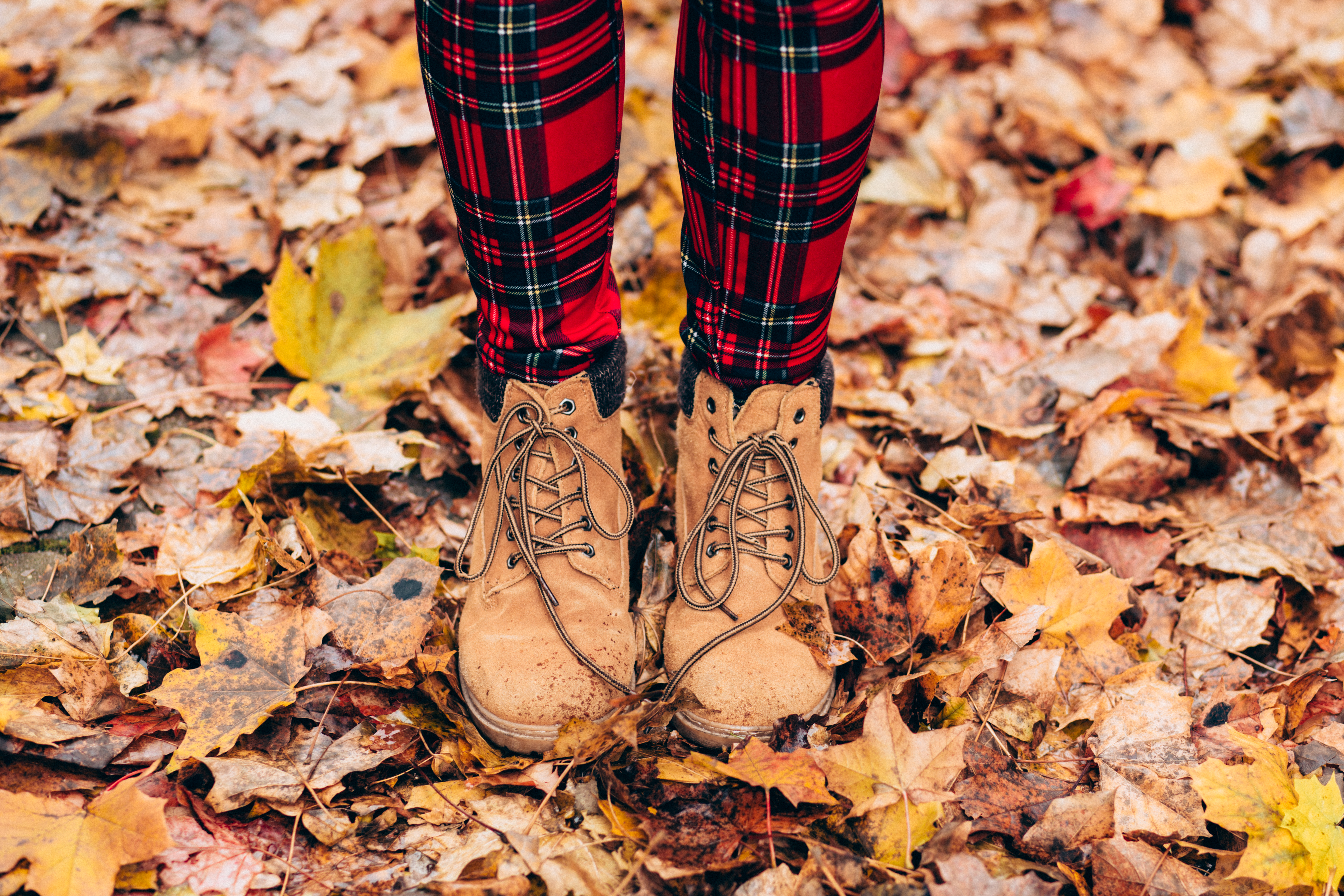 autumn, foliage, nature, legs, boots, shoes HD wallpaper