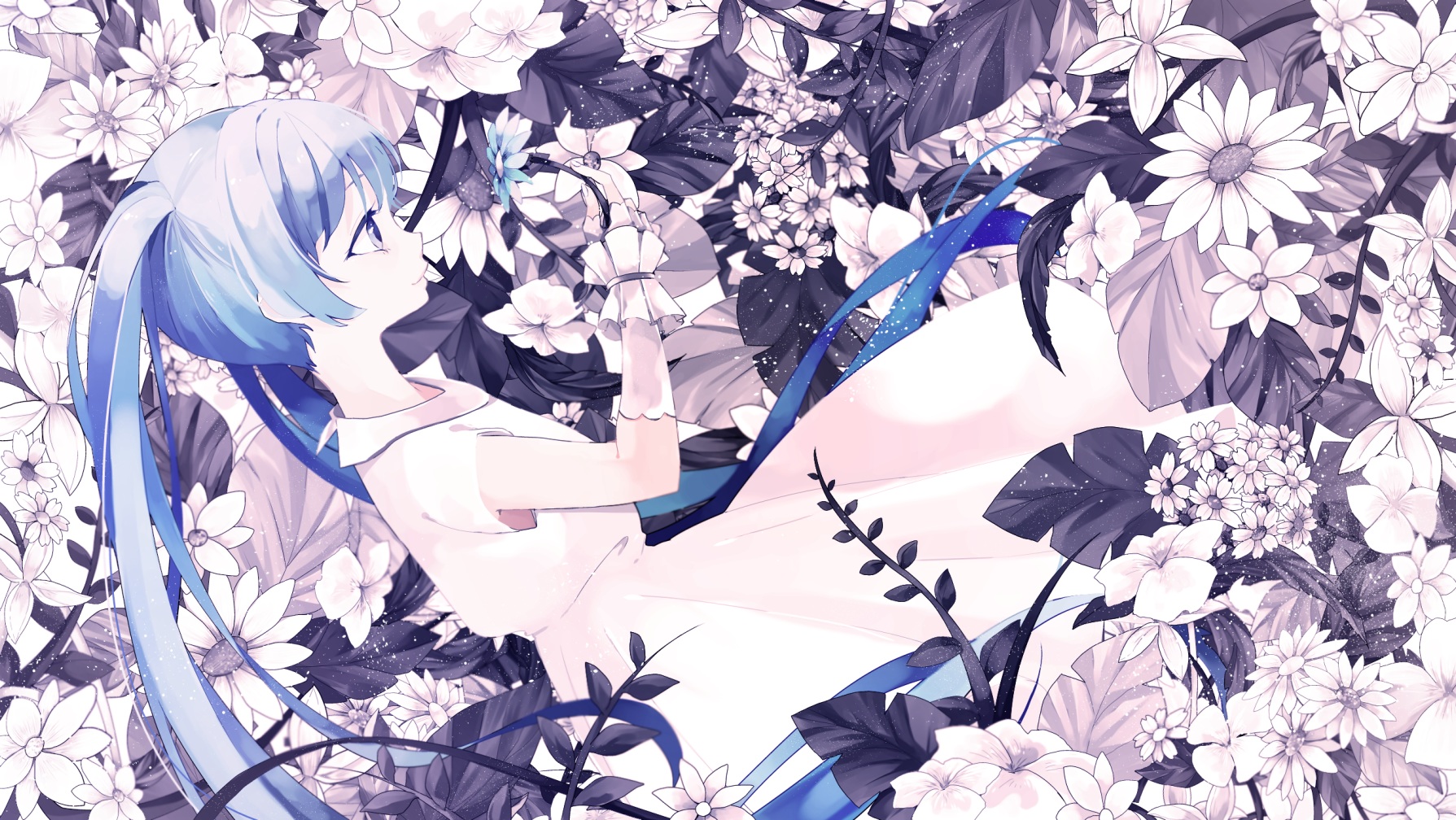 Baixar papel de parede para celular de Anime, Flor, Planta, Sorriso, Vocaloid, Olhos Azuis, Cabelo Azul, Hatsune Miku, Cabelo Longo, Twintails gratuito.