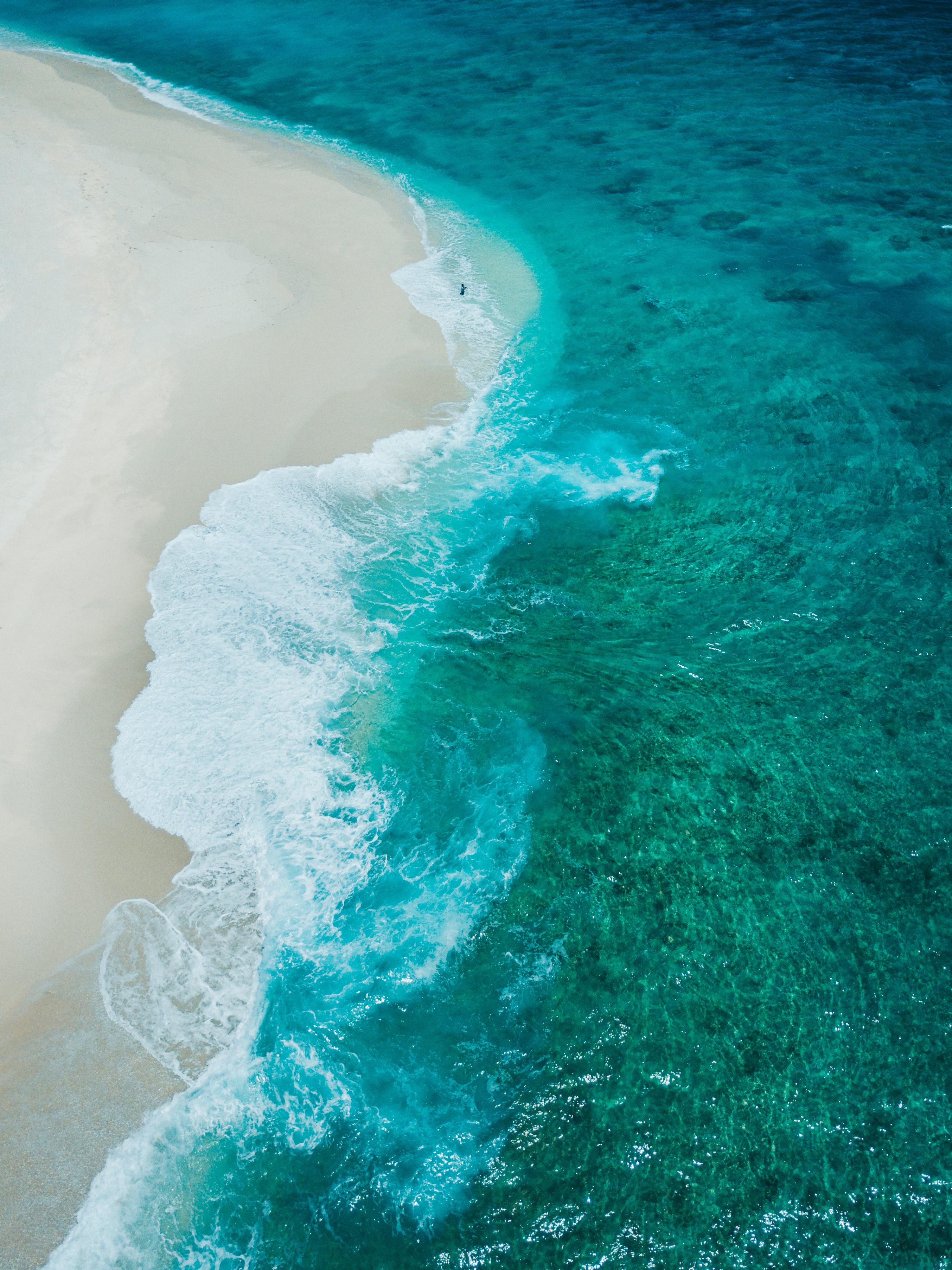 Download mobile wallpaper View From Above, Nature, Waves, Coast, Beach for free.
