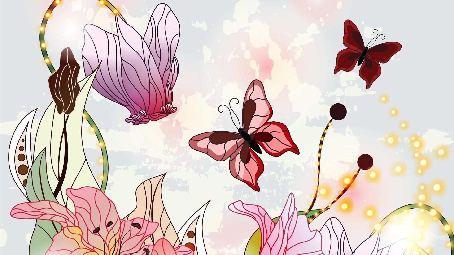 Скачати мобільні шпалери Квітка, Метелик, Весна, Художній безкоштовно.