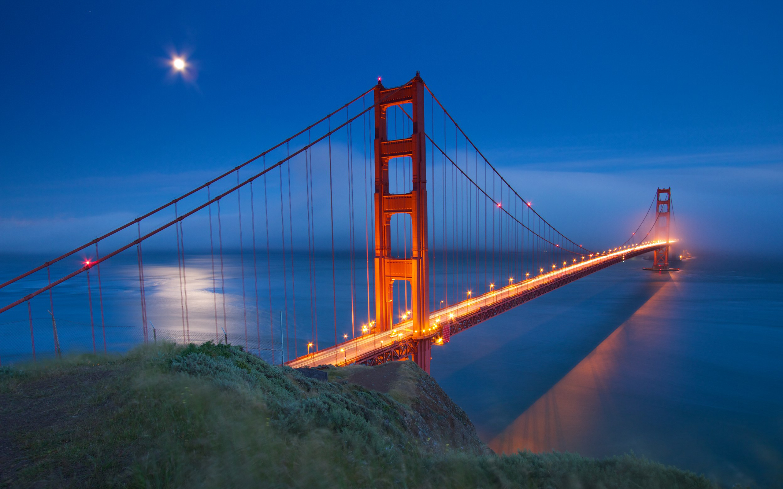 Free download wallpaper Bridges, Night, Bridge, Golden Gate, Man Made on your PC desktop