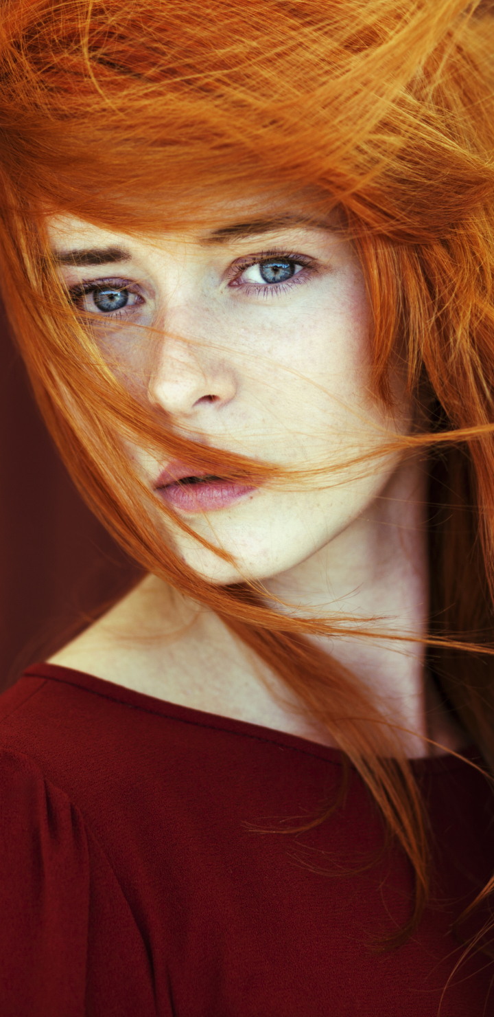 Download mobile wallpaper Redhead, Hair, Model, Women, Blue Eyes for free.