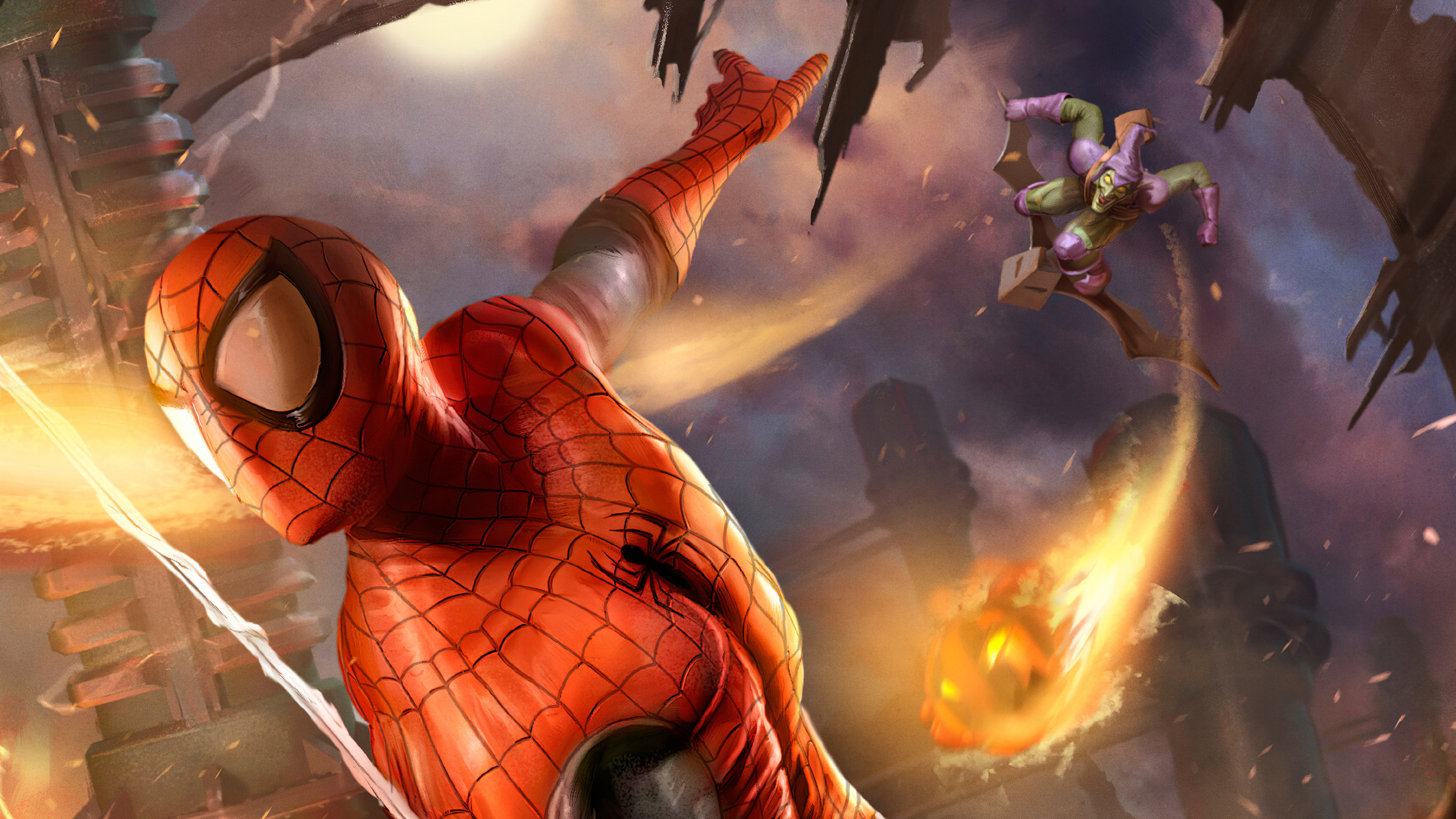 Laden Sie das Comics, Spider Man, Grüner Kobold-Bild kostenlos auf Ihren PC-Desktop herunter