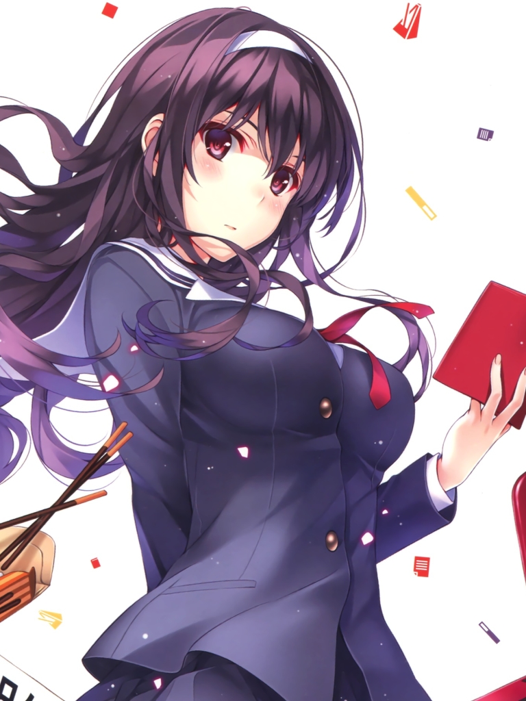 Download mobile wallpaper Anime, School Uniform, Long Hair, Purple Hair, Saekano: How To Raise A Boring Girlfriend, Utaha Kasumigaoka for free.