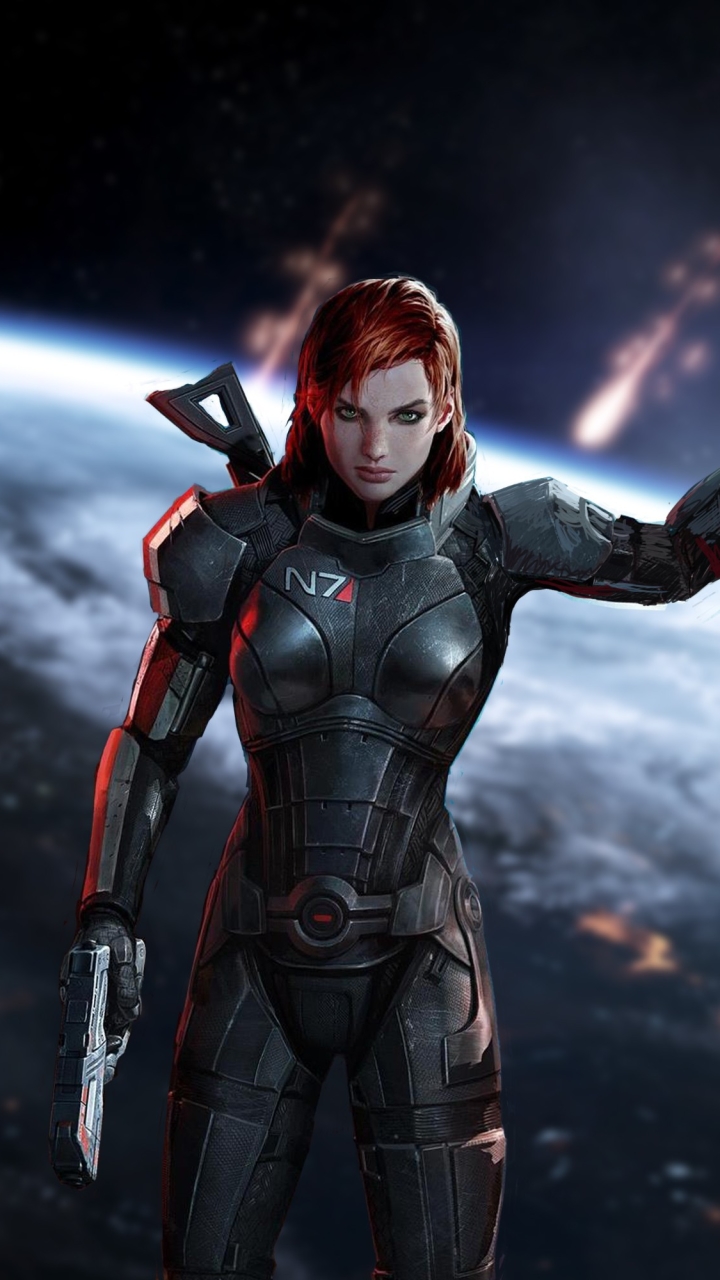 Download mobile wallpaper Mass Effect, Armor, Video Game, Gun, Mass Effect 3, Commander Shepard for free.
