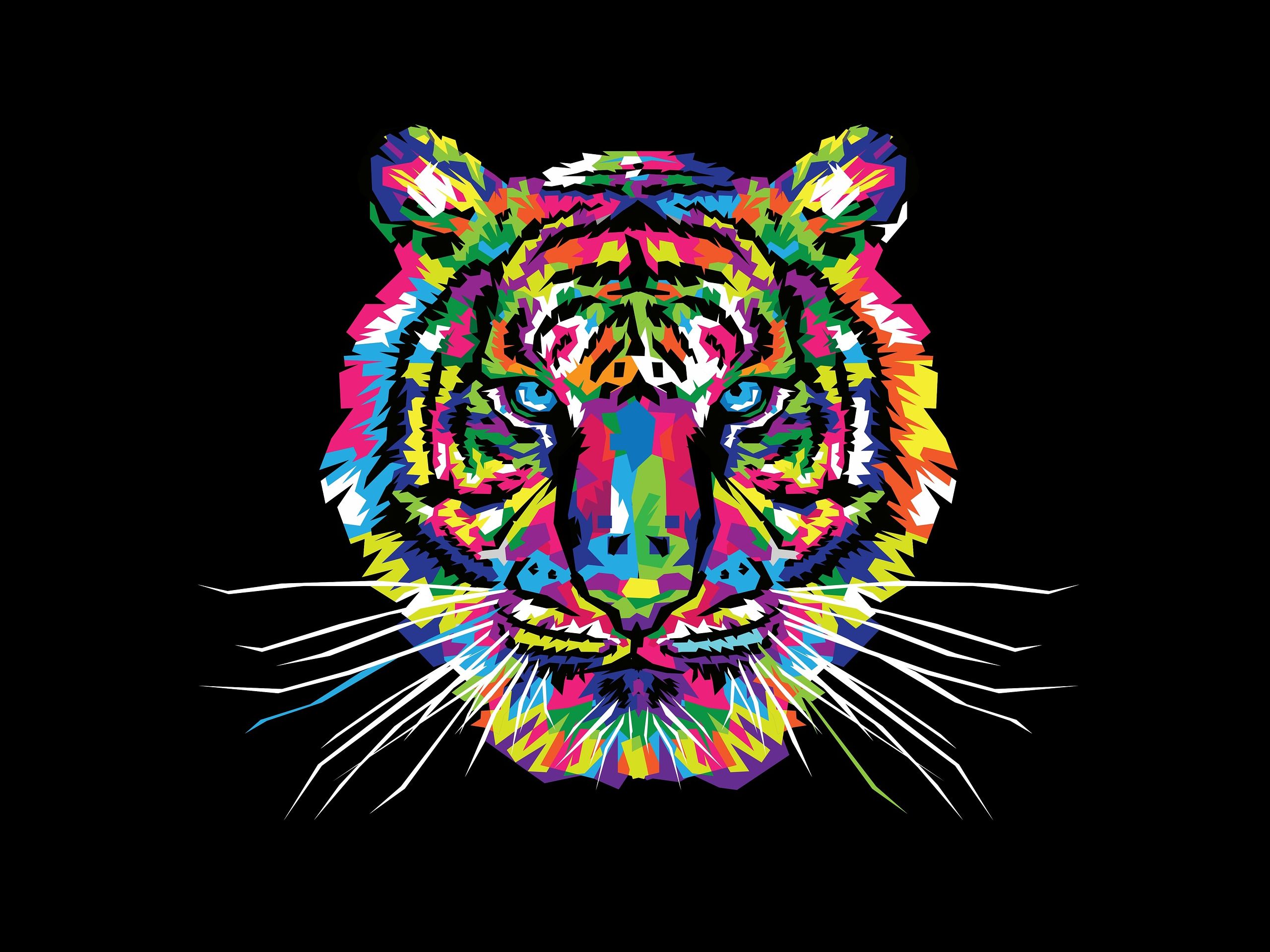 Descarga gratuita de fondo de pantalla para móvil de Animales, Colores, Tigre, Vistoso, Artístico.