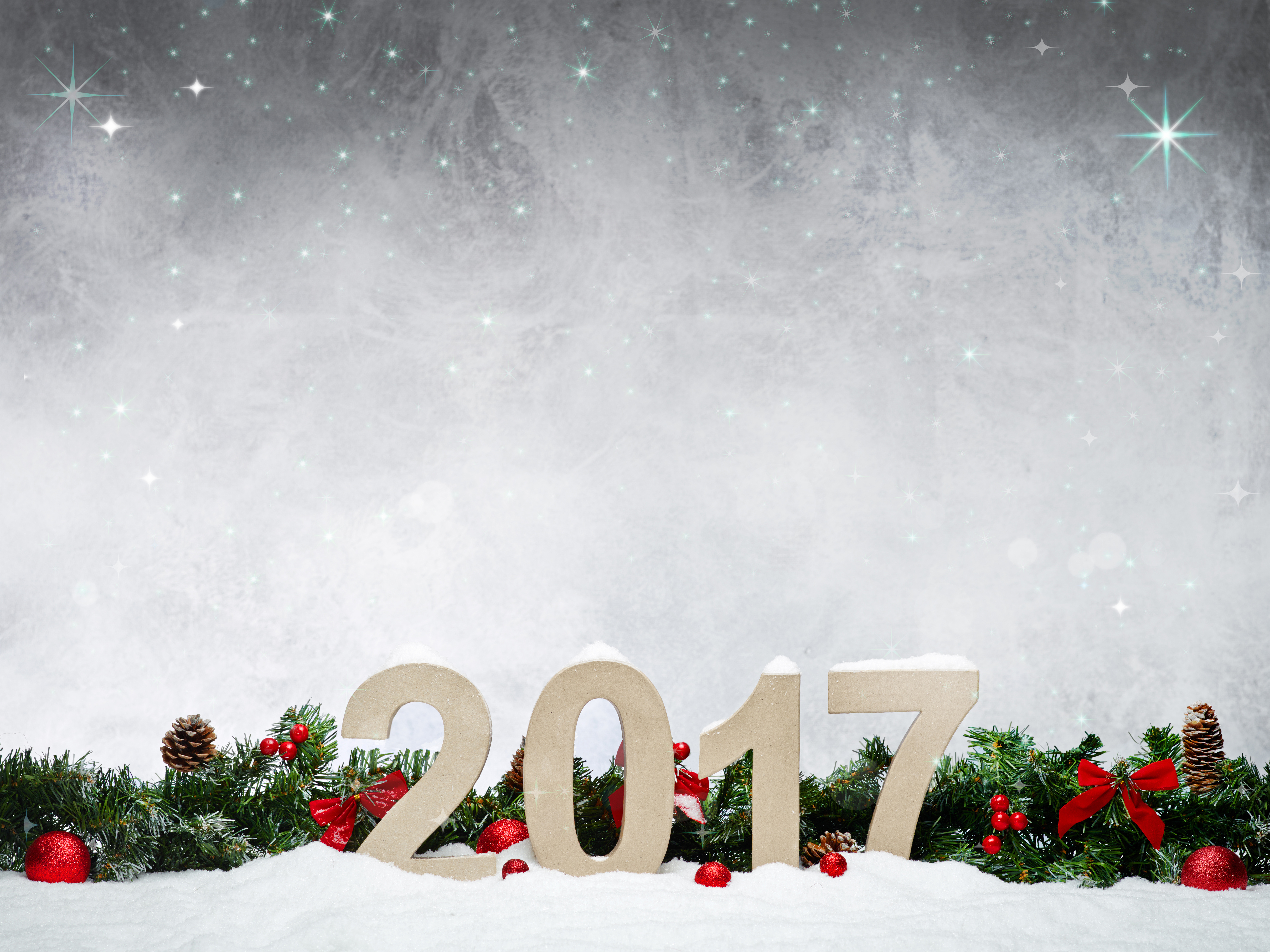 1528433 Hintergrundbild herunterladen feiertage, neujahr 2017, neujahr, schnee - Bildschirmschoner und Bilder kostenlos