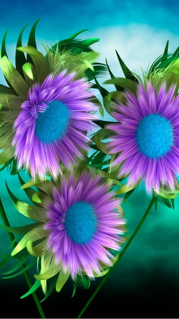 Скачать картинку Цветок, Синий, Пурпурный, Художественные, Флауэрсы в телефон бесплатно.