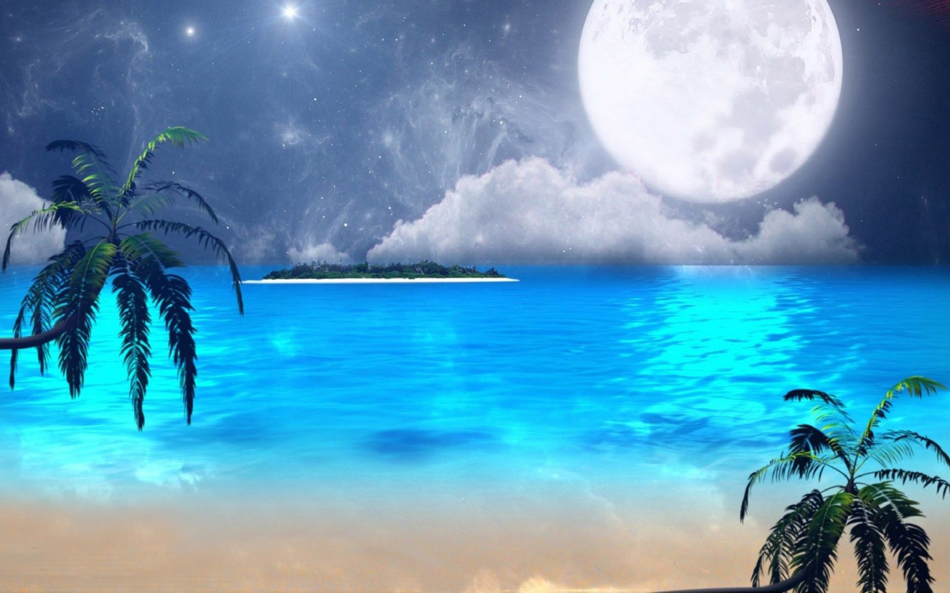 Download mobile wallpaper Fantasy, Moon, Horizon for free.