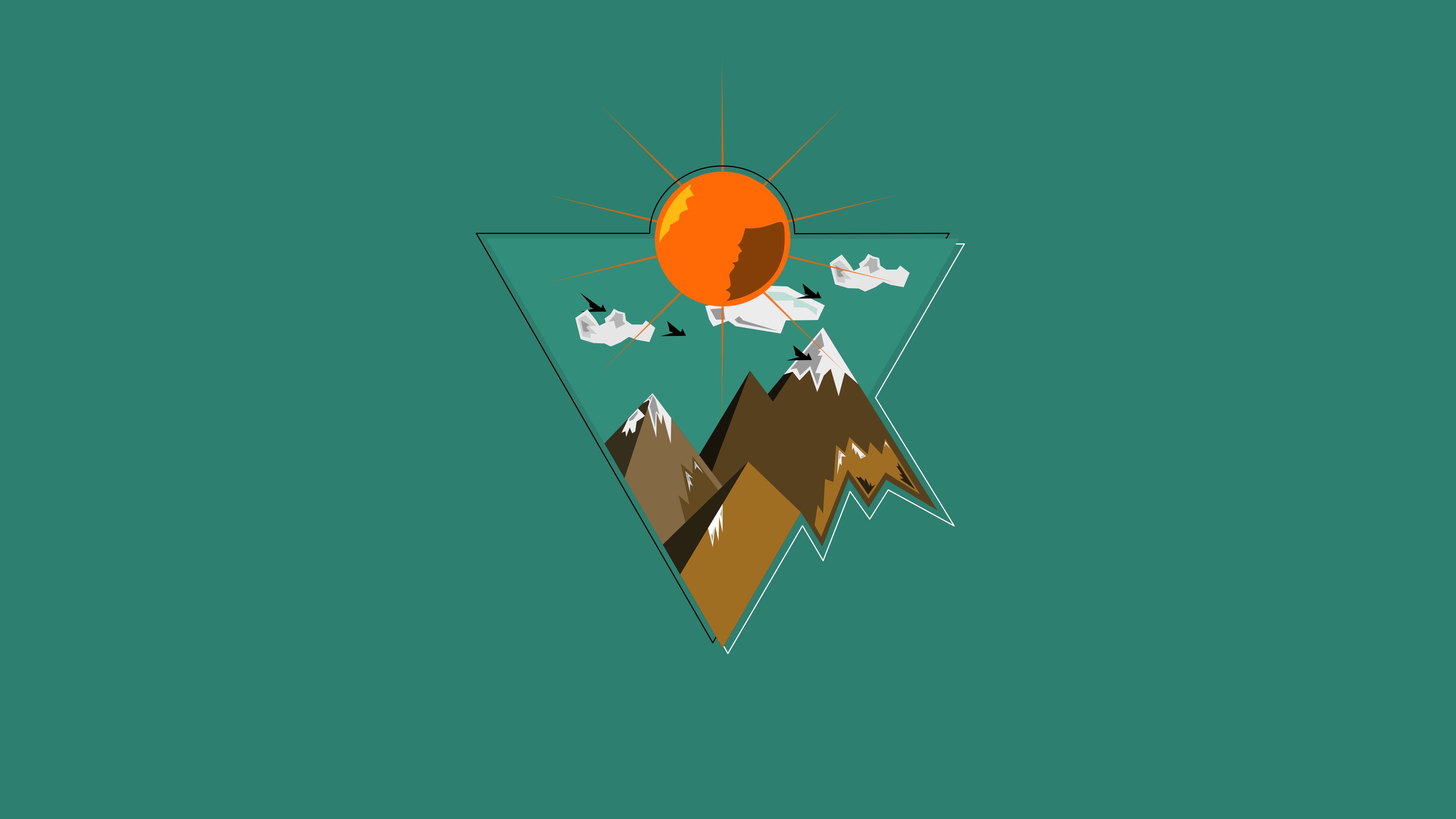 Laden Sie das Minimalismus, Gebirge, Sonne, Künstlerisch-Bild kostenlos auf Ihren PC-Desktop herunter