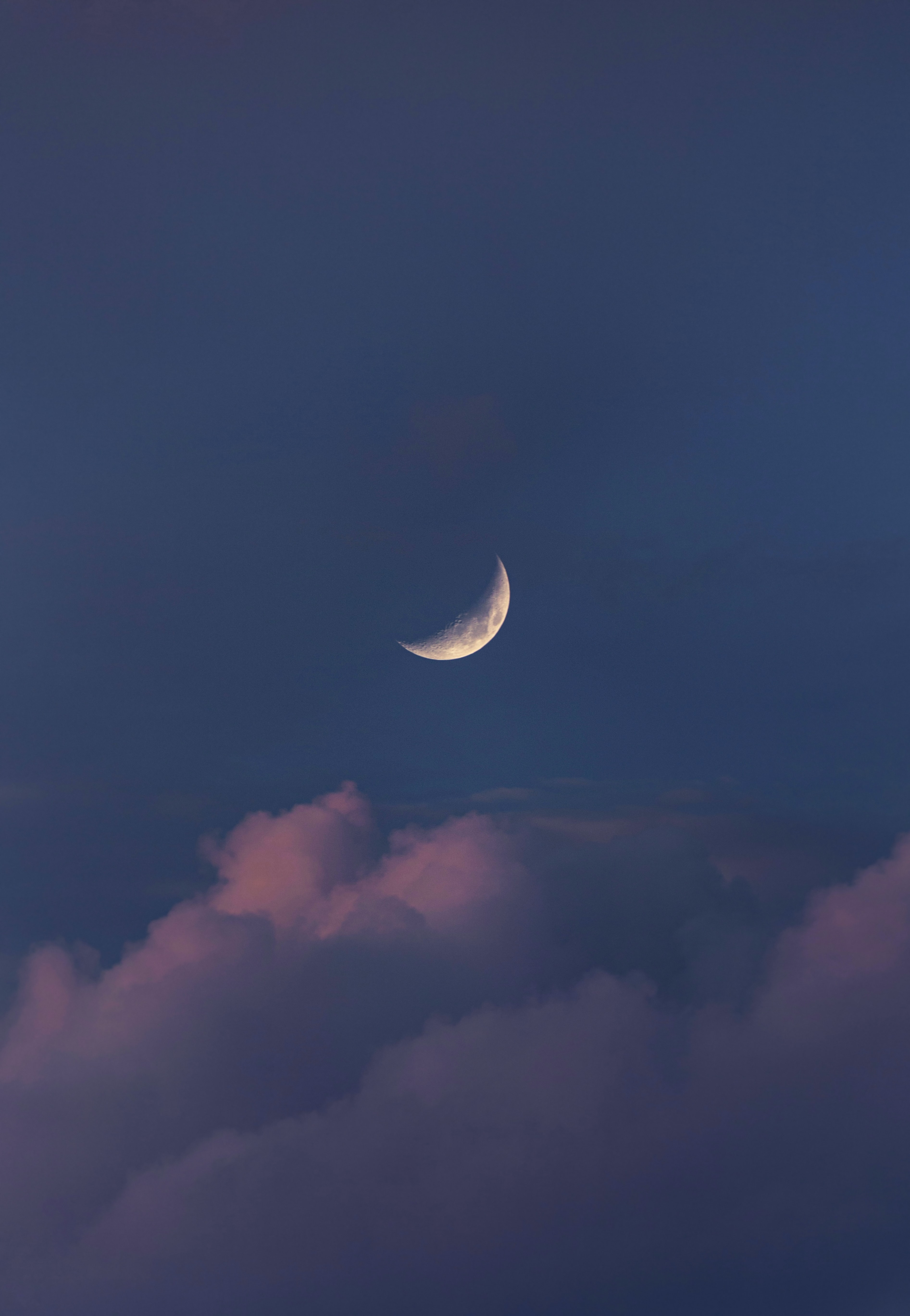 evening, twilight, nature, clouds, moon, dusk 4K for PC