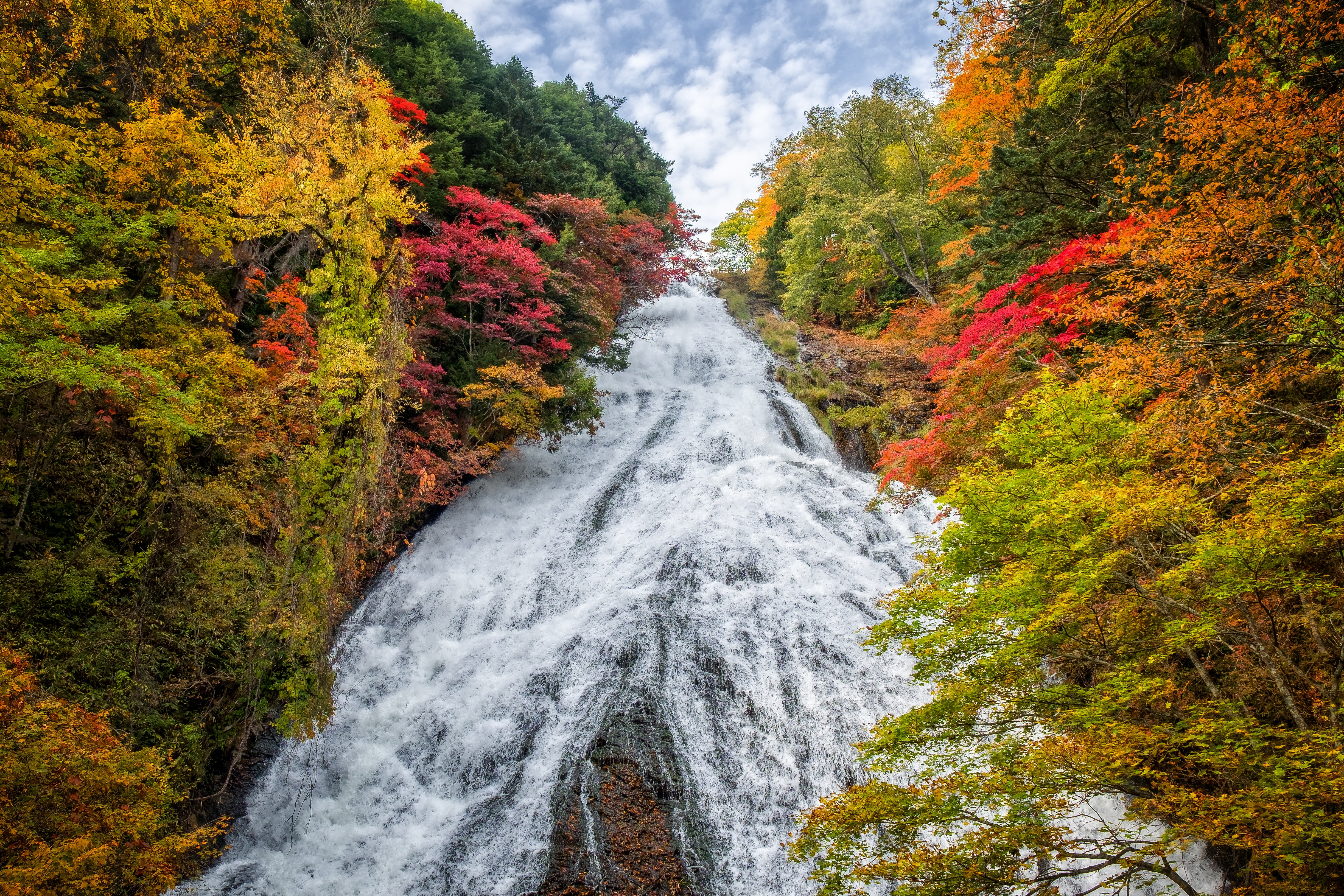 Free download wallpaper Nature, Waterfalls, Waterfall, Tree, Fall, Earth, Japan on your PC desktop