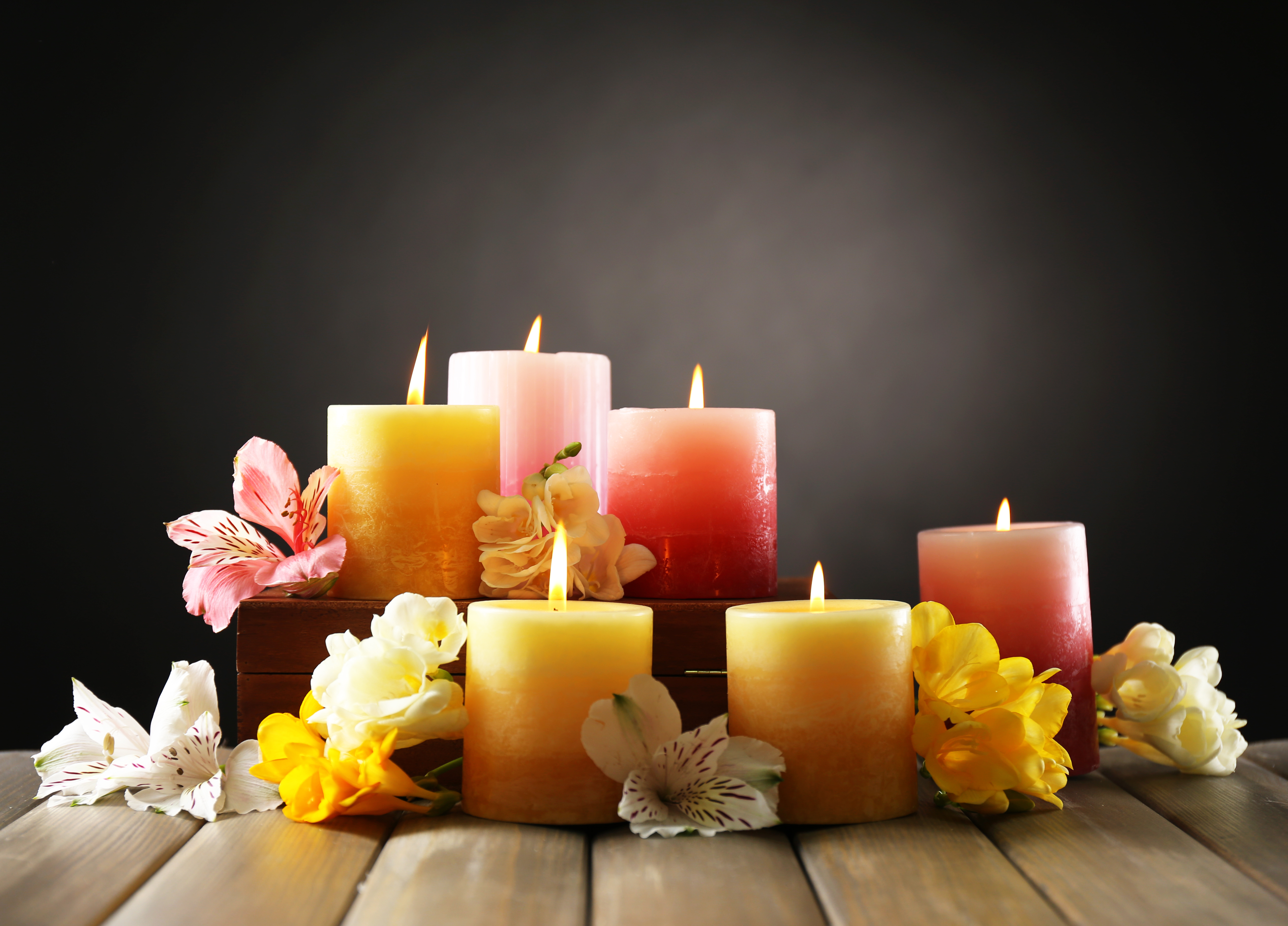 Free download wallpaper Flower, Flame, Colors, Candle, Photography on your PC desktop