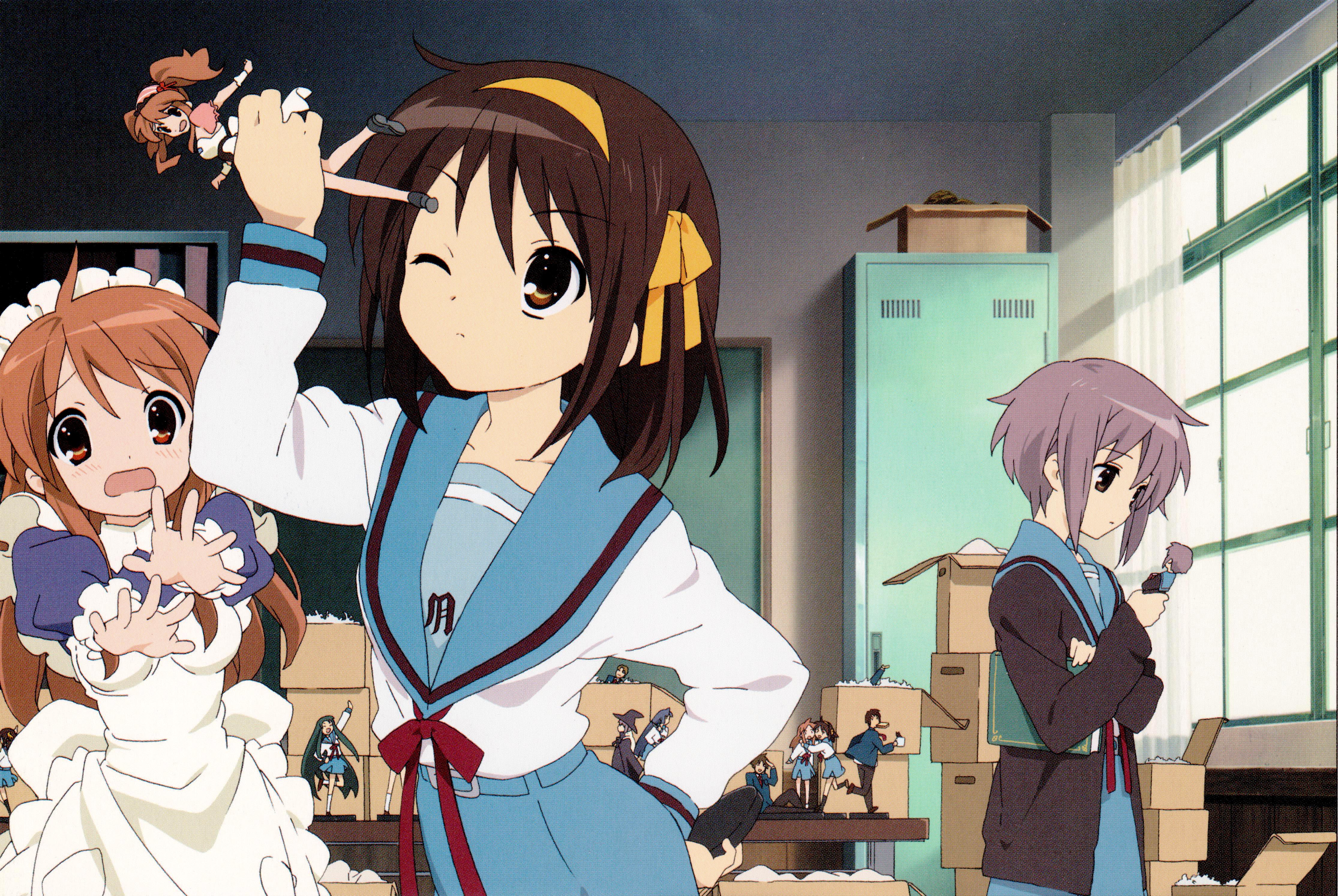 Descarga gratuita de fondo de pantalla para móvil de Animado, Haruhi Suzumiya, Suzumiya Haruhi No Yūutsu, Yuki Nagato, Mikuru Asahina.