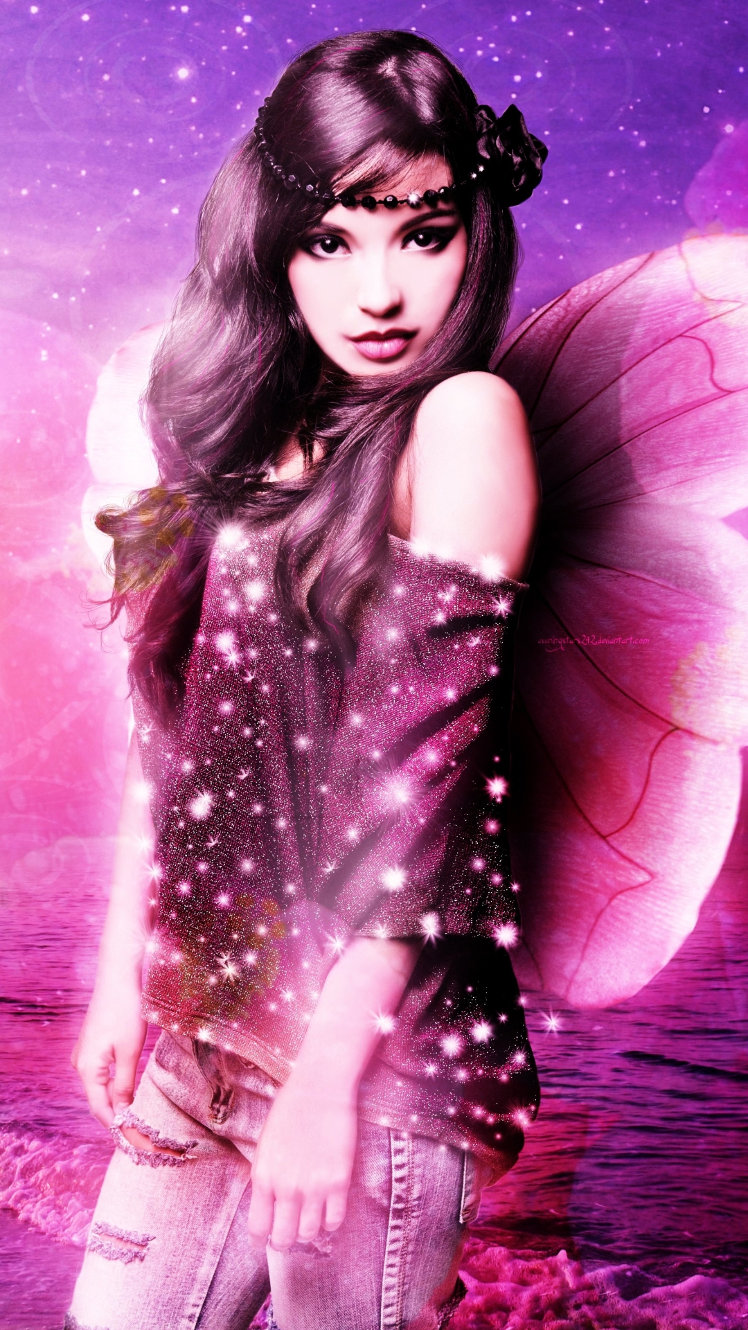 Download mobile wallpaper Fantasy, Pink, Purple, Wings, Fairy for free.
