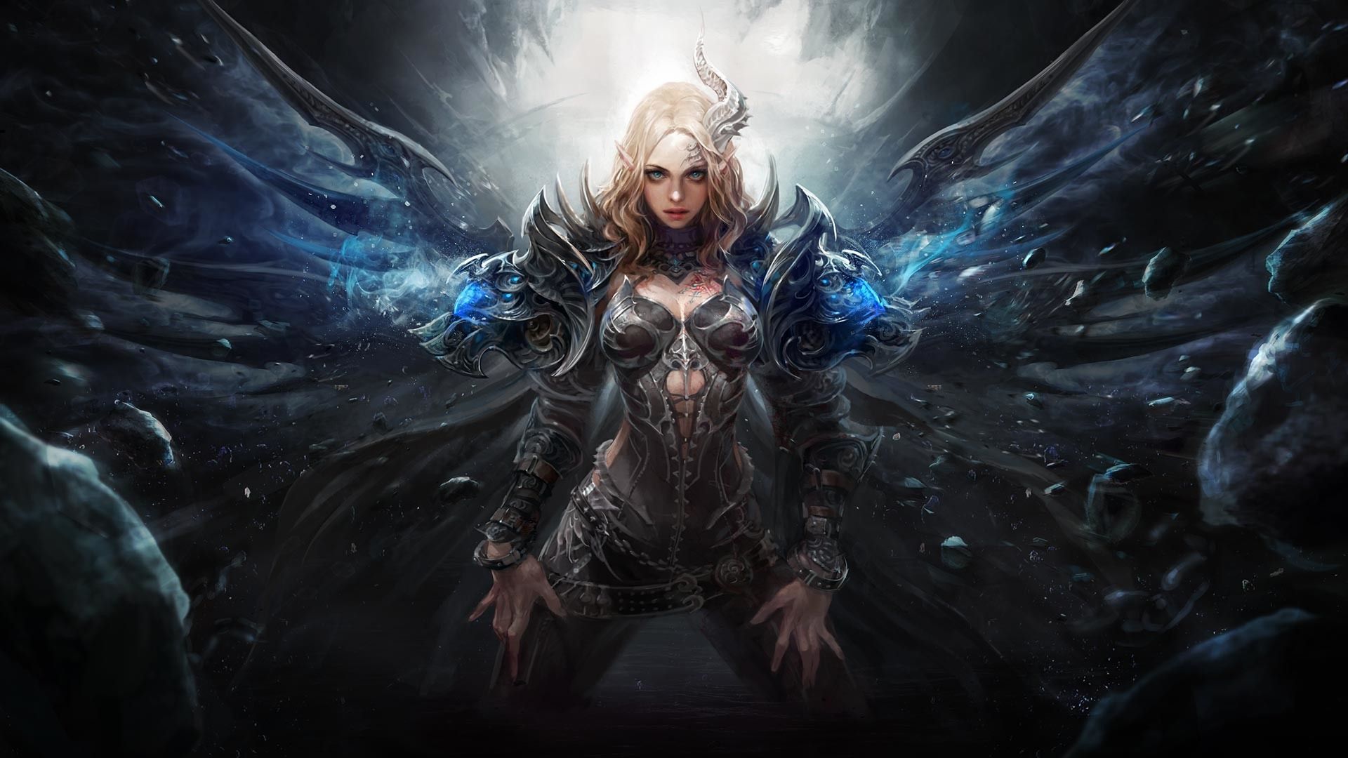 Download mobile wallpaper Fantasy, Blonde, Pointed Ears, Angel Warrior for free.