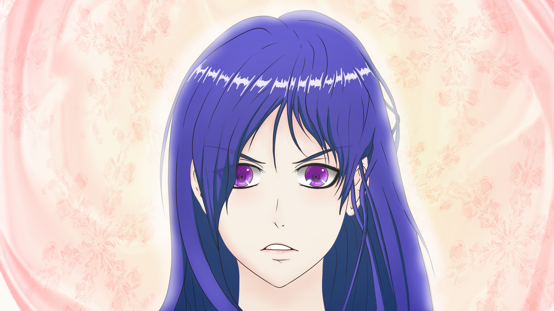 Download mobile wallpaper Anime, Drawing, Girl, Cute, Blue Hair, Long Hair, Purple Eyes for free.