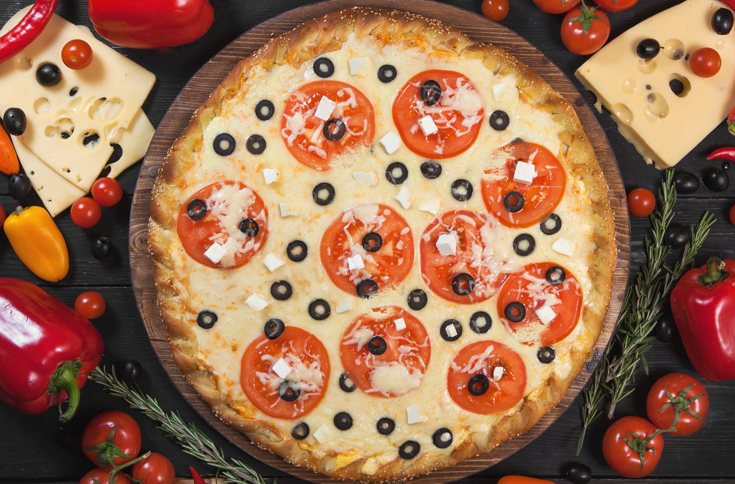 無料モバイル壁紙ピザ, チーズ, コショウ, 静物, トマト, 食べ物をダウンロードします。