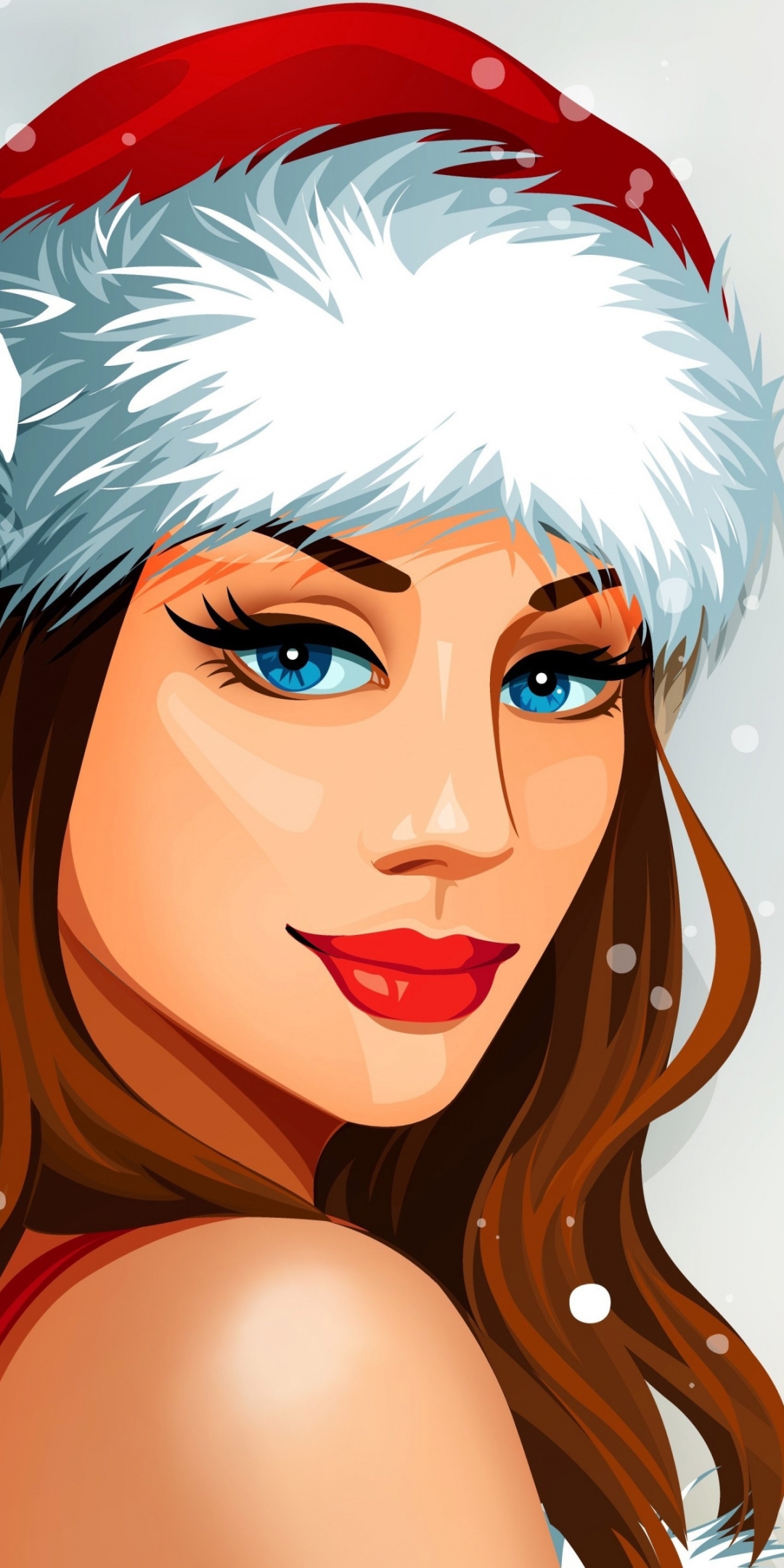 Download mobile wallpaper Christmas, Holiday, Blue Eyes, Merry Christmas, Lipstick, Santa Hat for free.