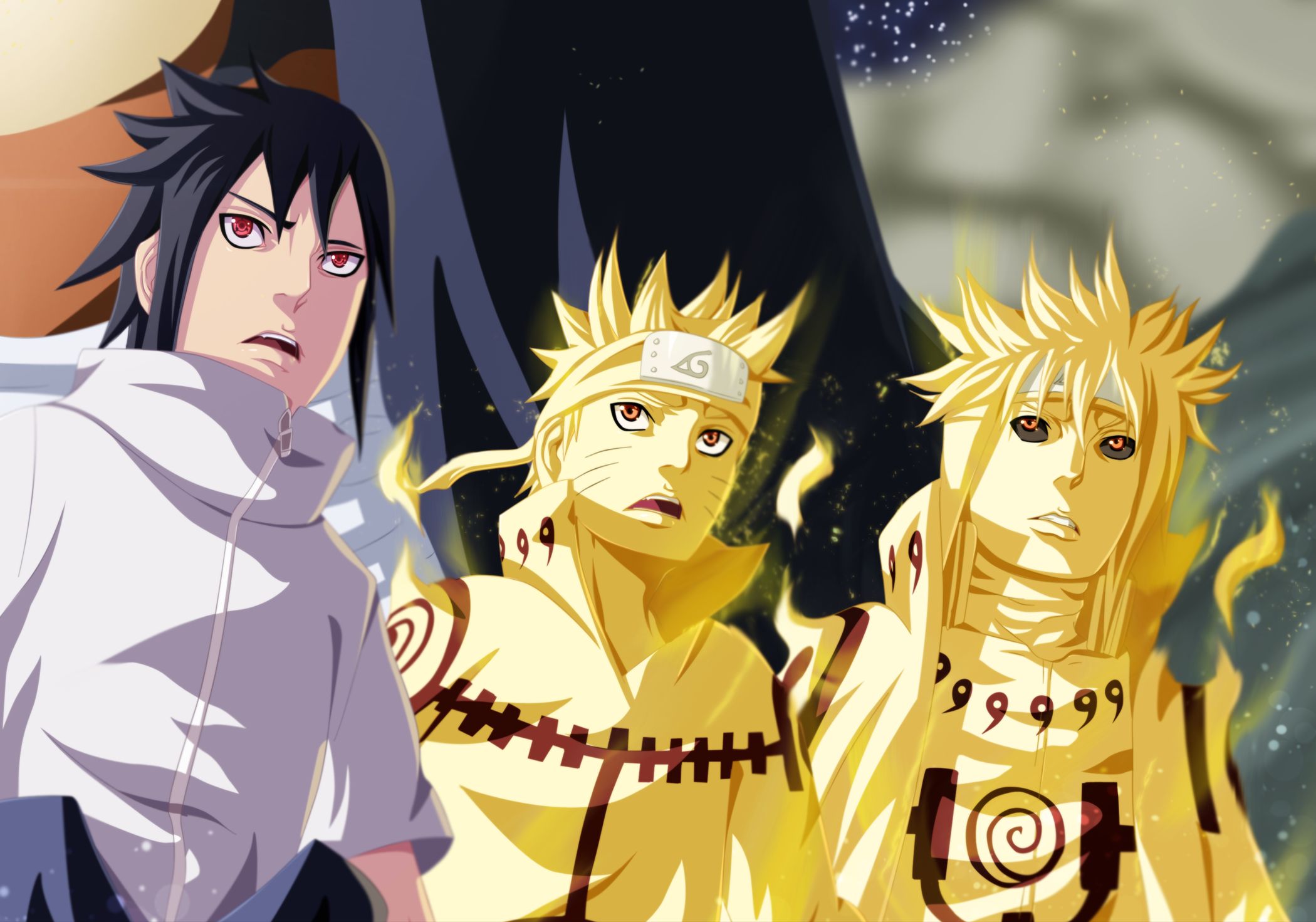 Download mobile wallpaper Anime, Naruto, Sasuke Uchiha, Minato Namikaze, Naruto Uzumaki for free.