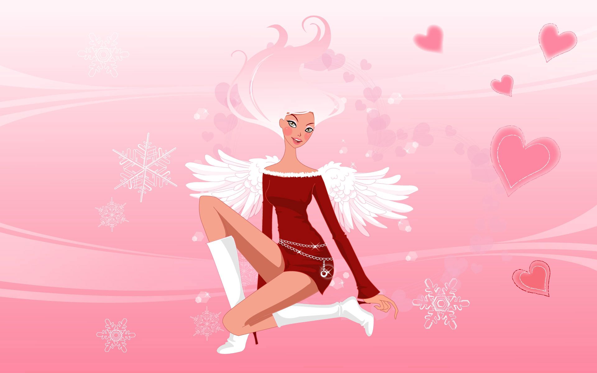 girl, vector, wings, tenderness, outfit, attire, light background