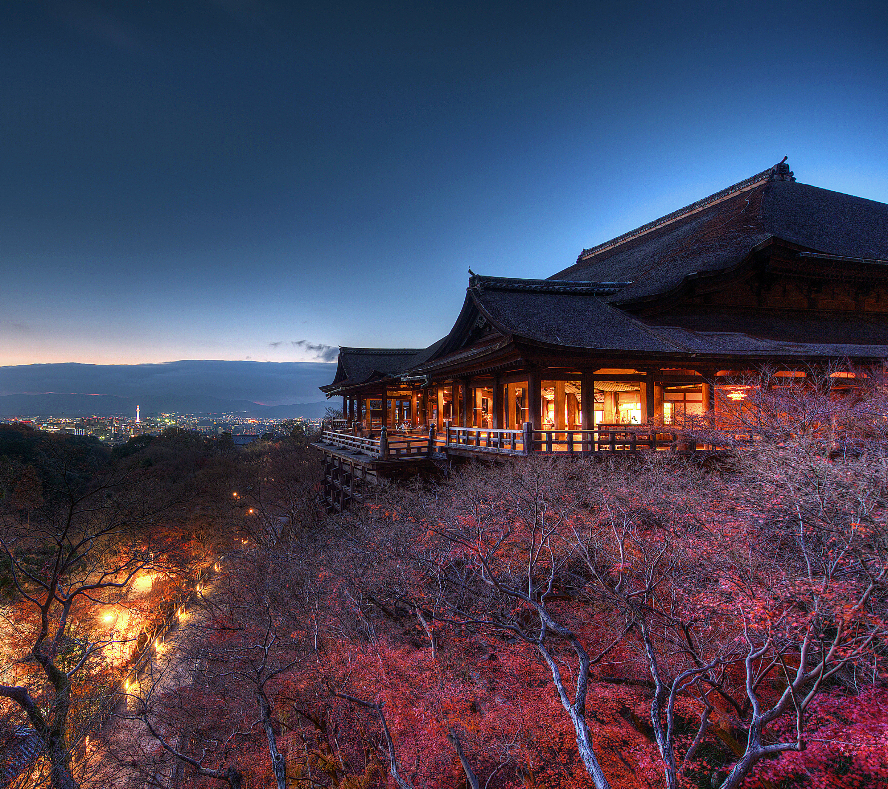 1537601 Hintergrundbild herunterladen religiös, kiyomizu dera, kyōto, japan, nacht, tempel - Bildschirmschoner und Bilder kostenlos