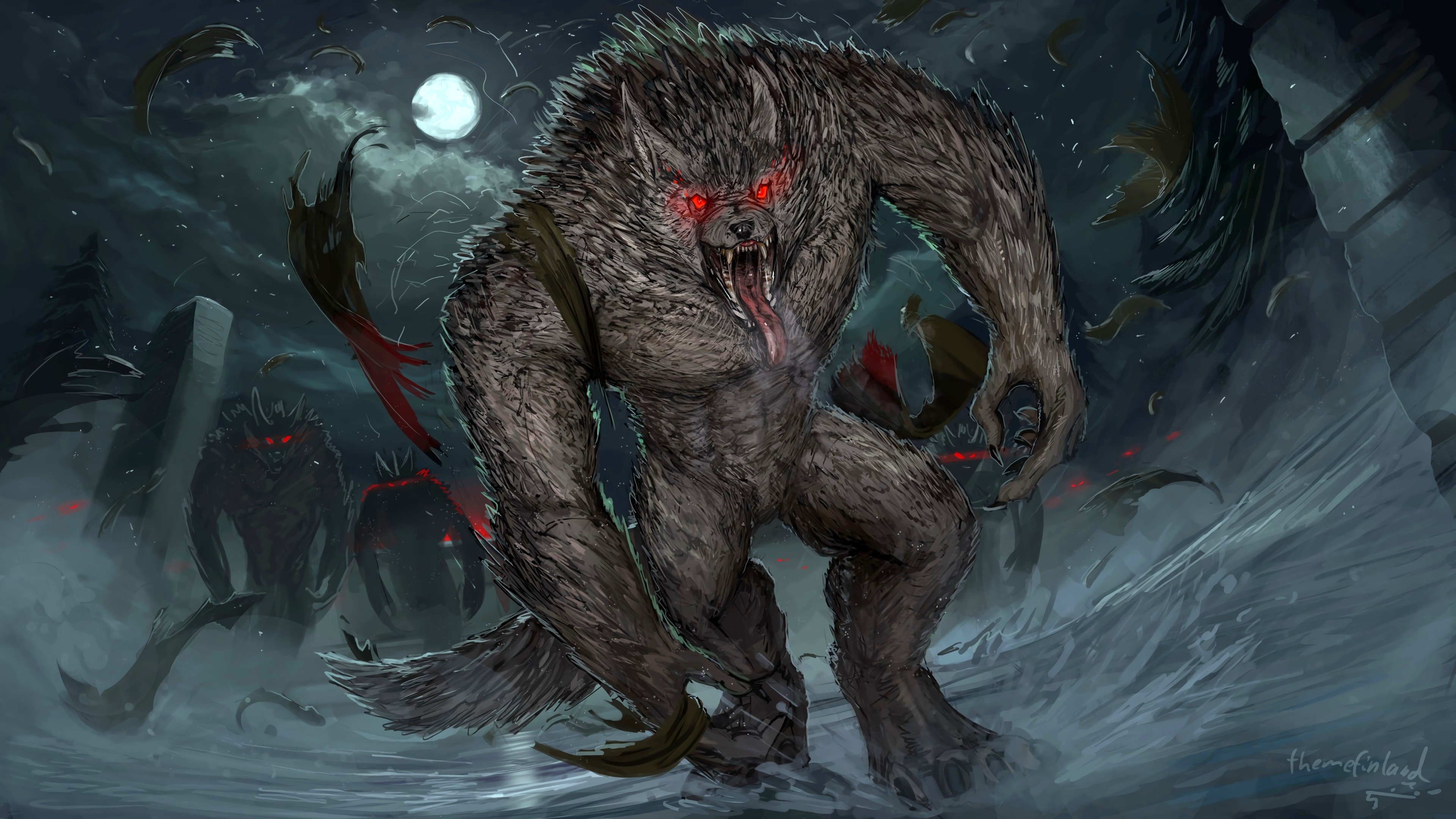 Free download wallpaper Night, Moon, Dark, Creature, Werewolf on your PC desktop