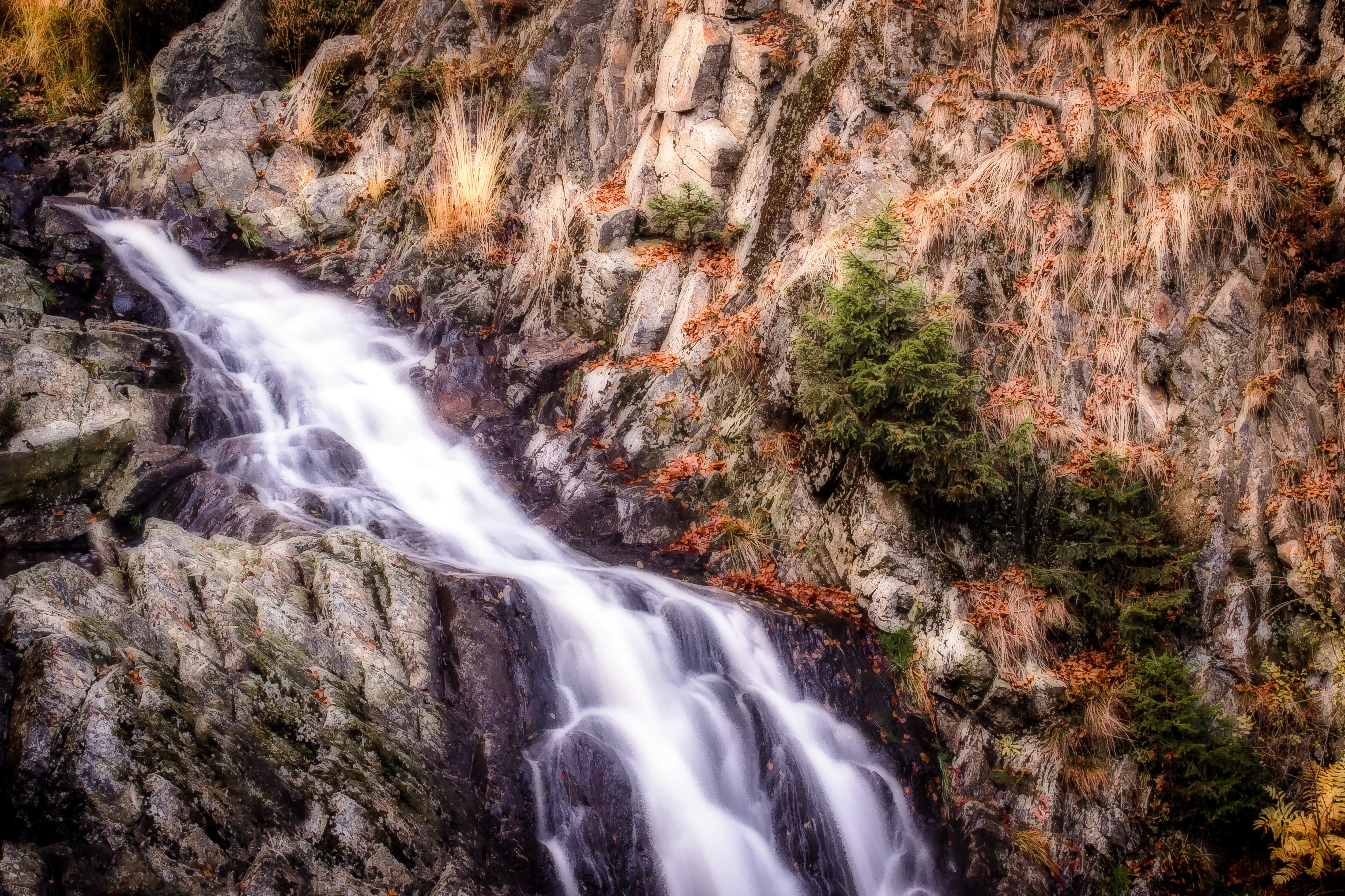 Download mobile wallpaper Stones, Waterfall, Mountains, Hdr, Nature for free.
