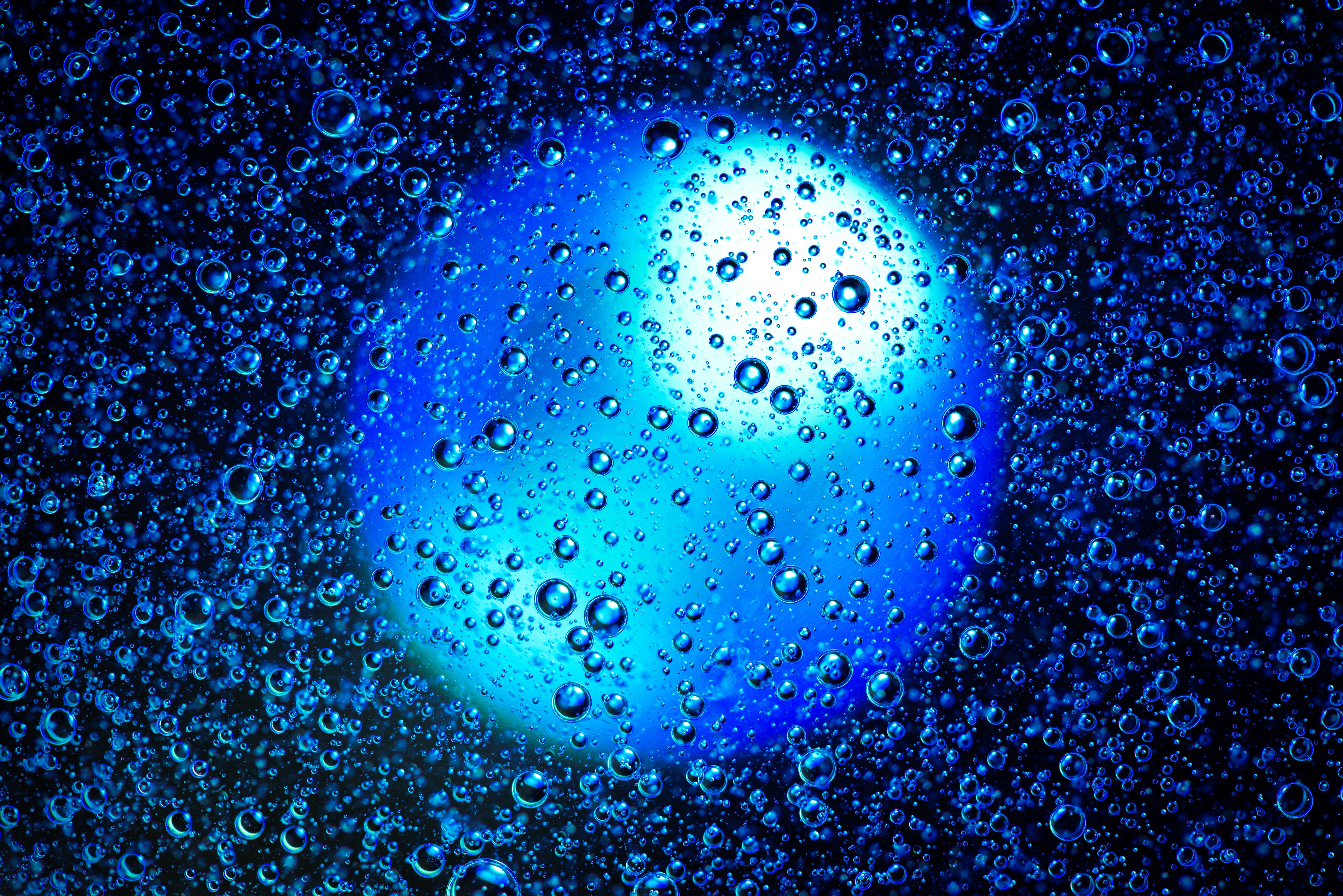 bubbles, abstract, drops, blue, round