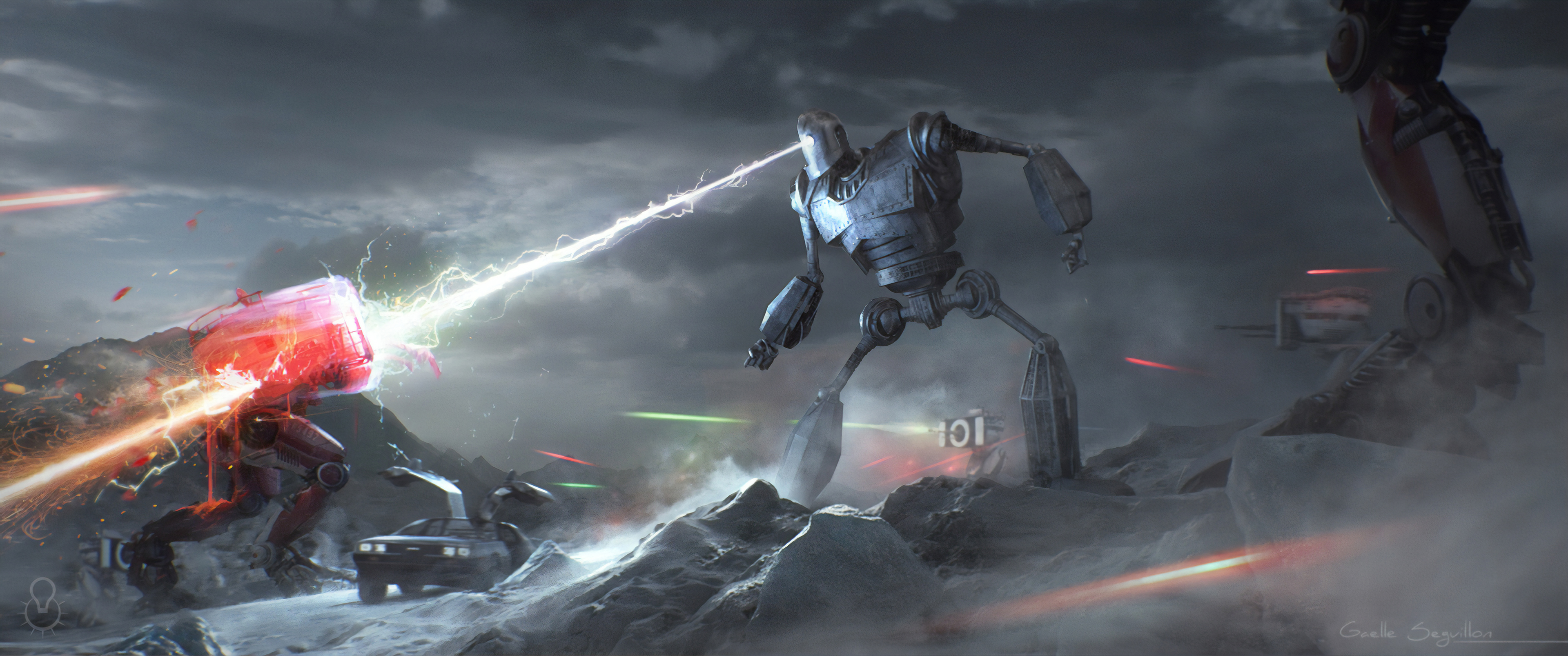the iron giant, movie, ready player one, battle, robot