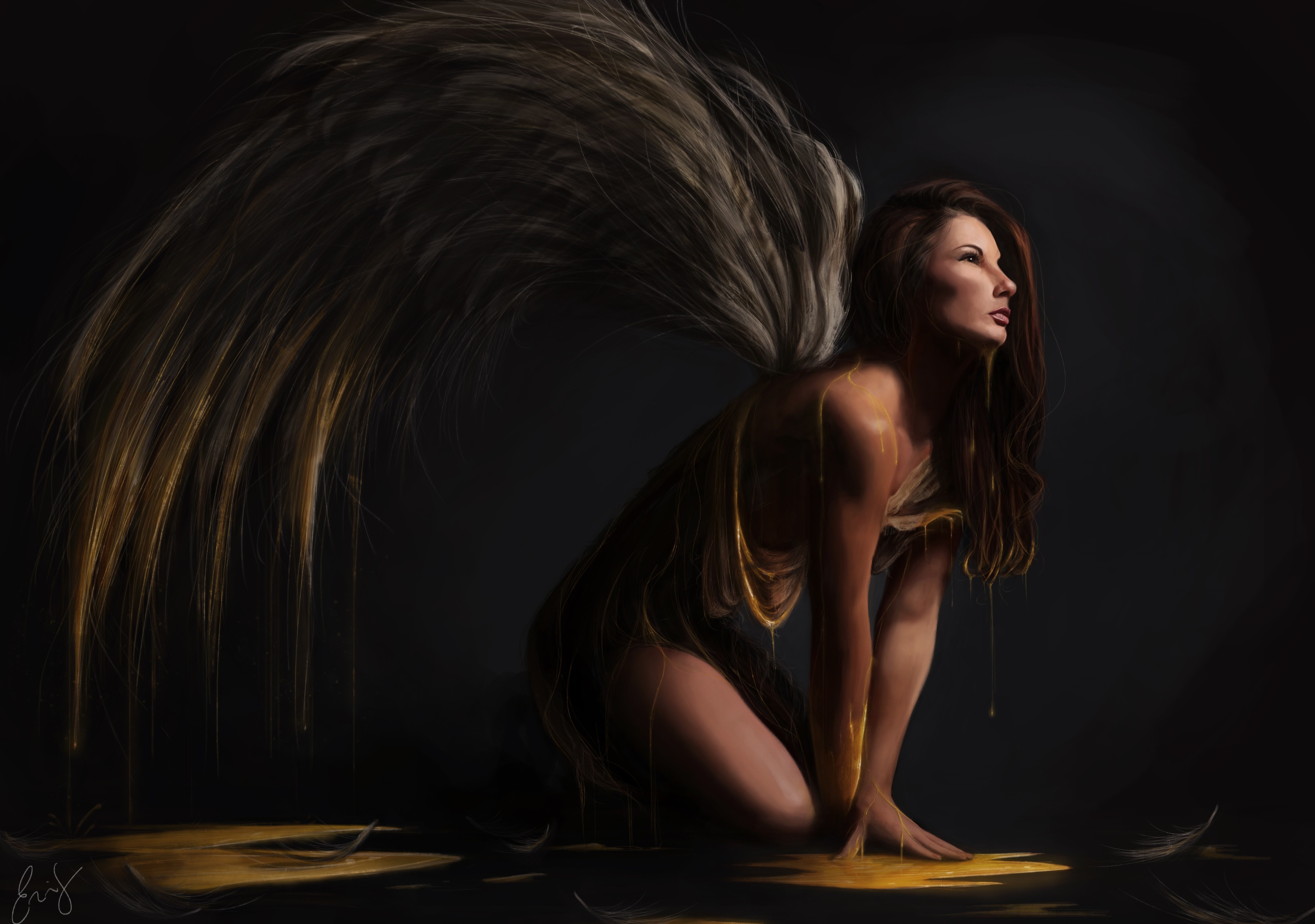 Download mobile wallpaper Fantasy, Wings, Painting, Angel for free.