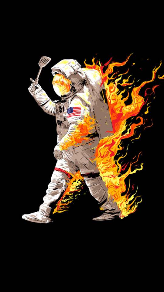 無料モバイル壁紙面白い, Sf, 宇宙飛行士, 火, ユーモアをダウンロードします。