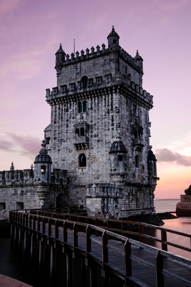 Download mobile wallpaper Sunset, Building, Tower, Portugal, Man Made for free.