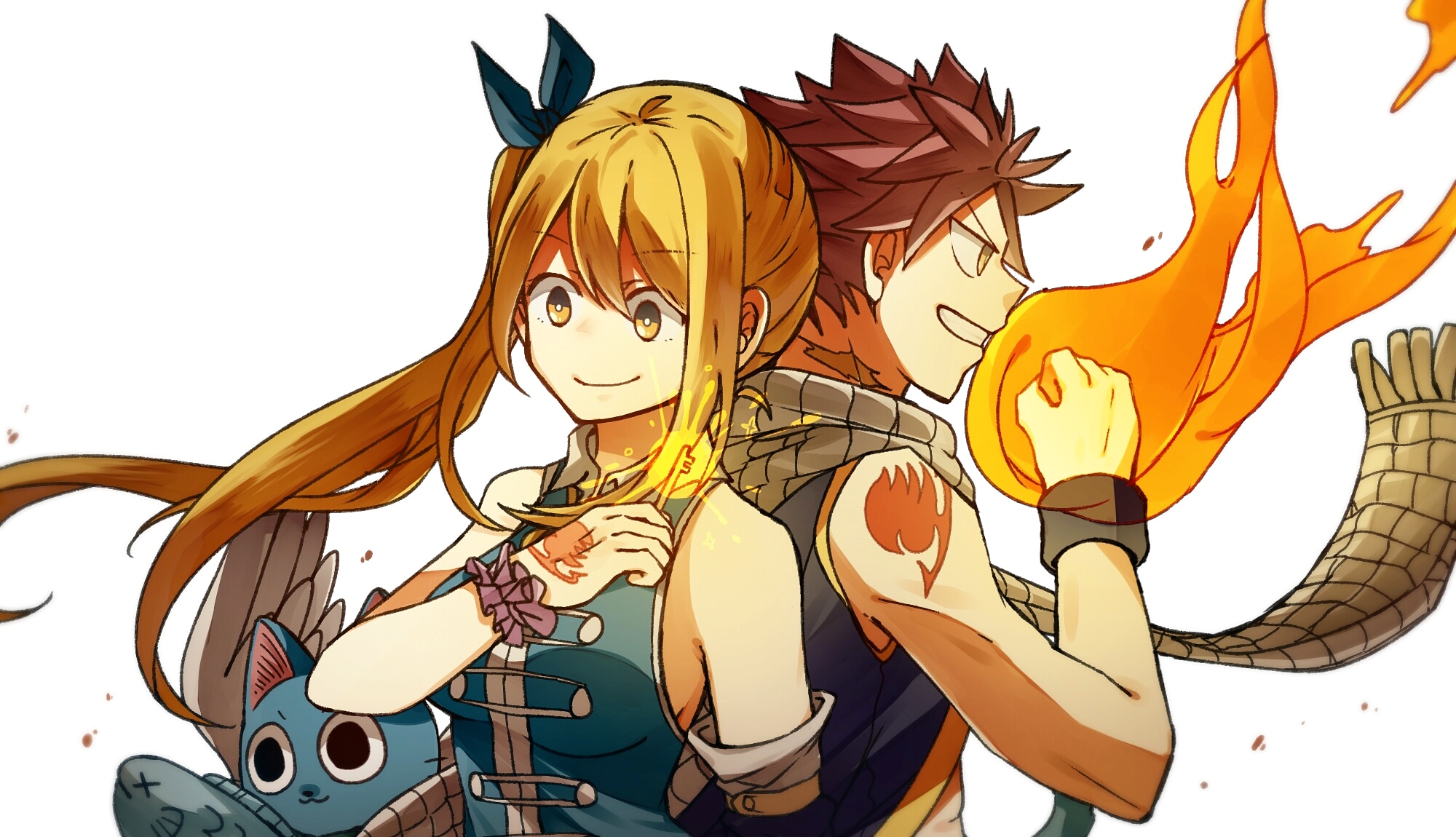 Download mobile wallpaper Anime, Fairy Tail, Lucy Heartfilia, Natsu Dragneel, Happy (Fairy Tail) for free.