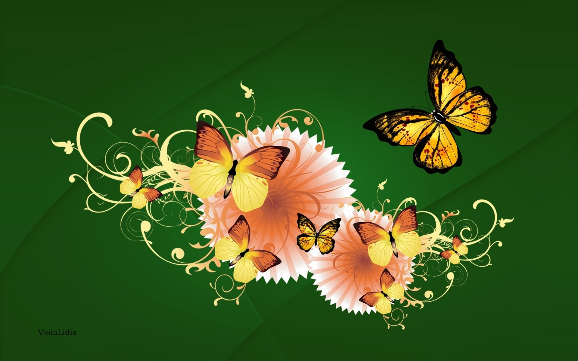 Скачати мобільні шпалери Квітка, Метелик, Дизайн, Художній безкоштовно.